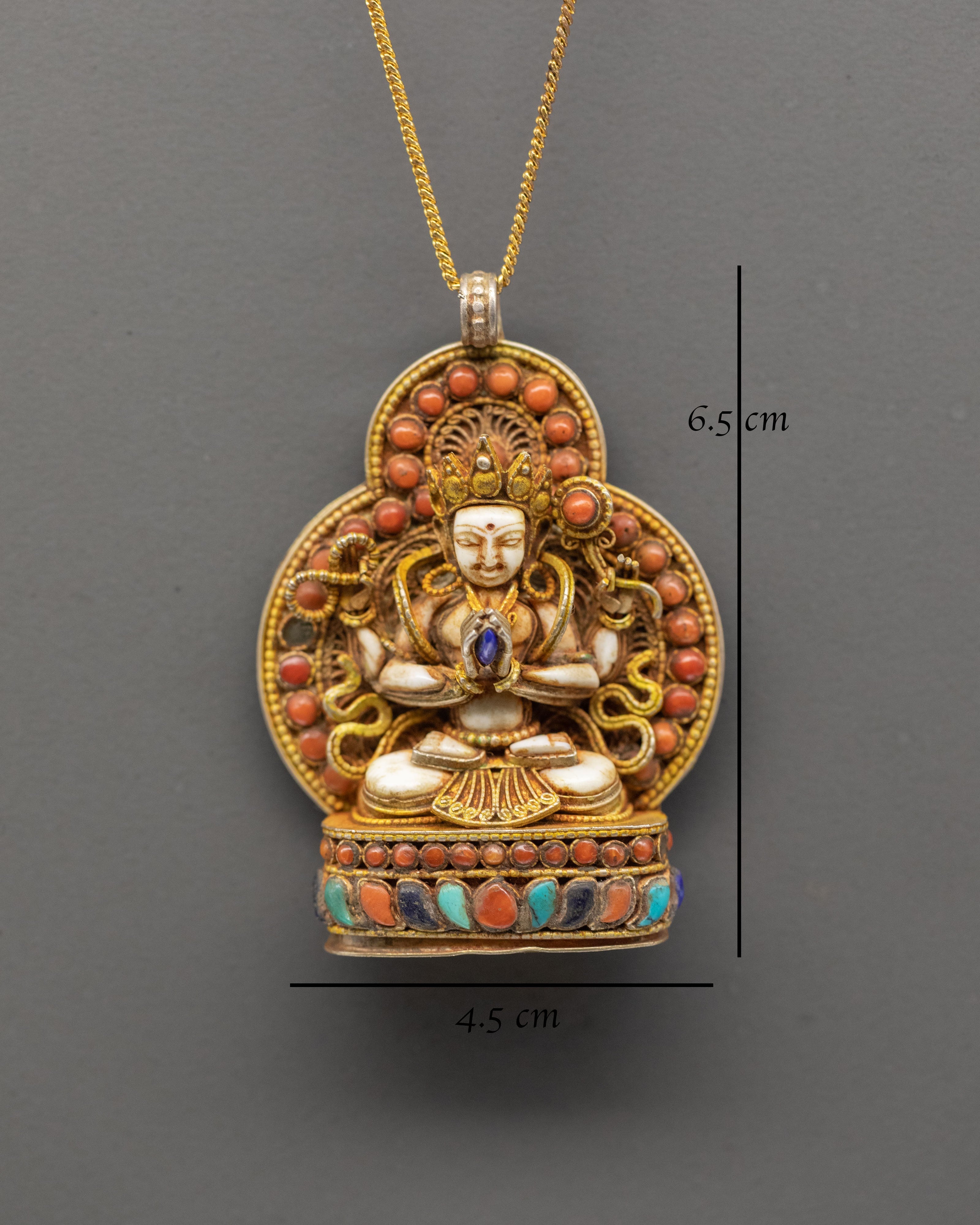 Gold Chenrezig Pendant | Symbol of Wisdom