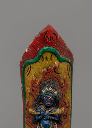 Hand-Carved Sakya Mahakala Decor | Buffalo Bone Tibetan Protector Deity