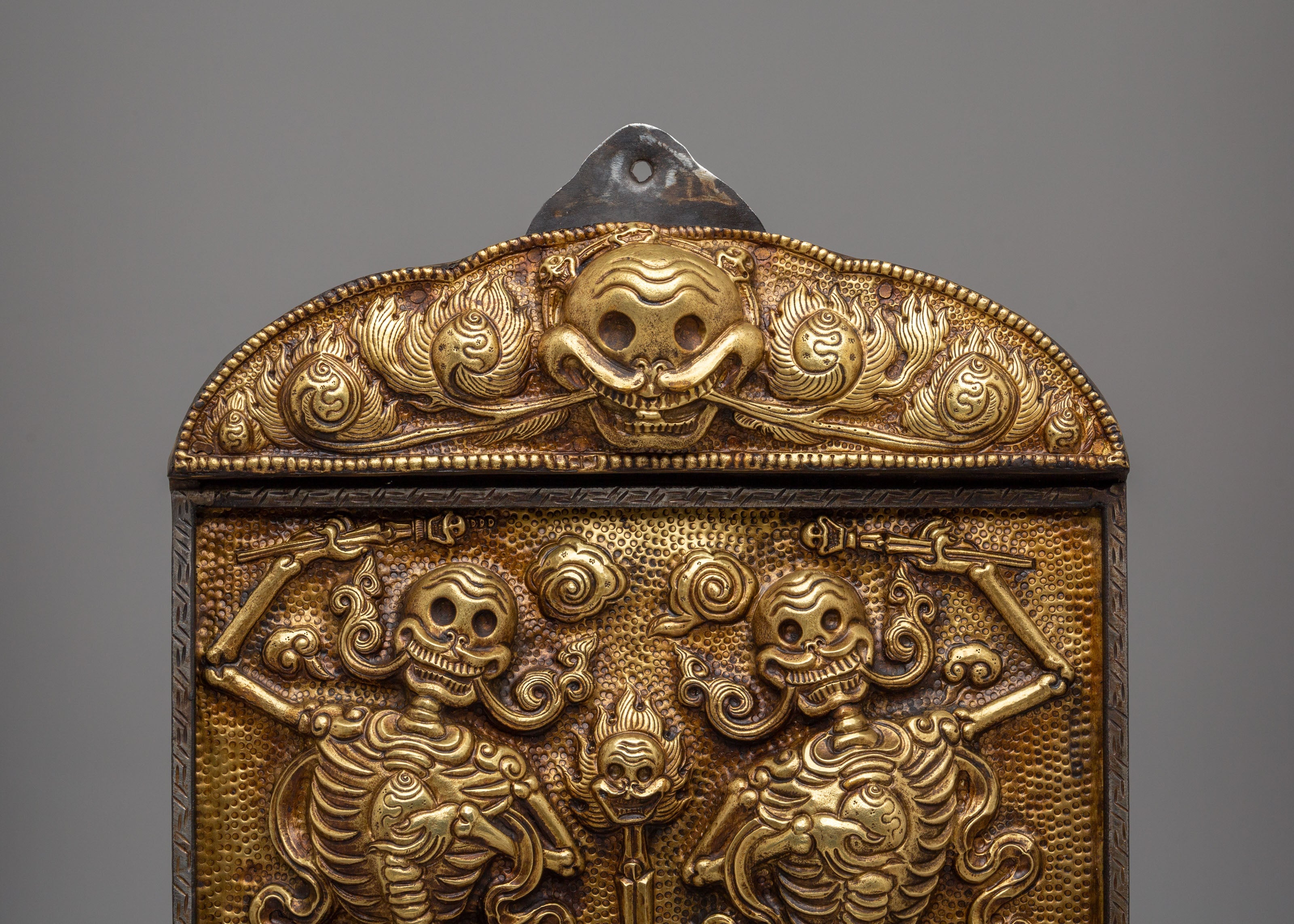 Buddhist Citipati Wall Hanging | Handcrafted Tibetan Skull Deity Art