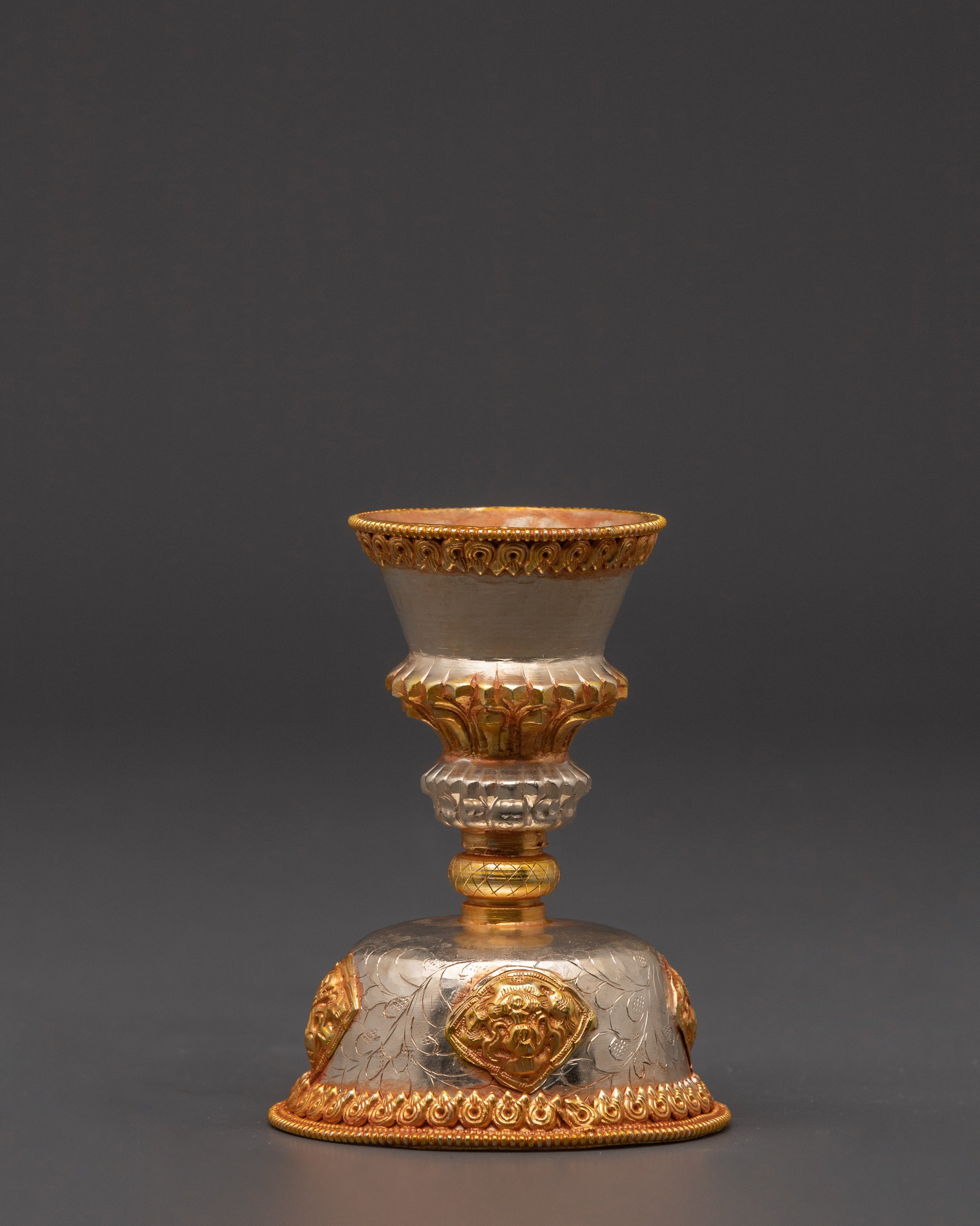 Worship Butter Lamp Set | Gold & Silver Plated Ritual Lamps