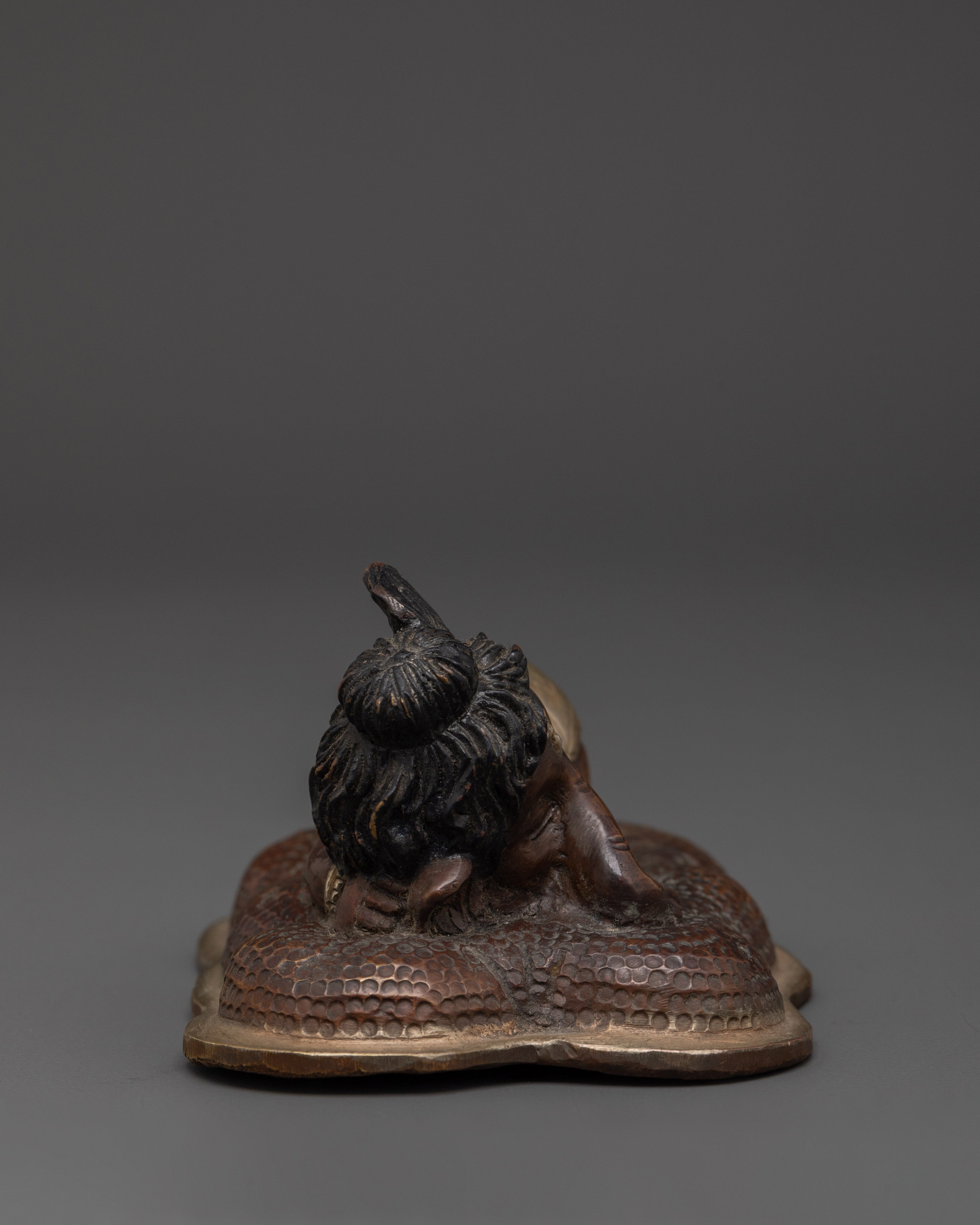 Handmade Oxidized Ganesh Statue in Copper | Sleeping Ganesha Idol for Home Decor
