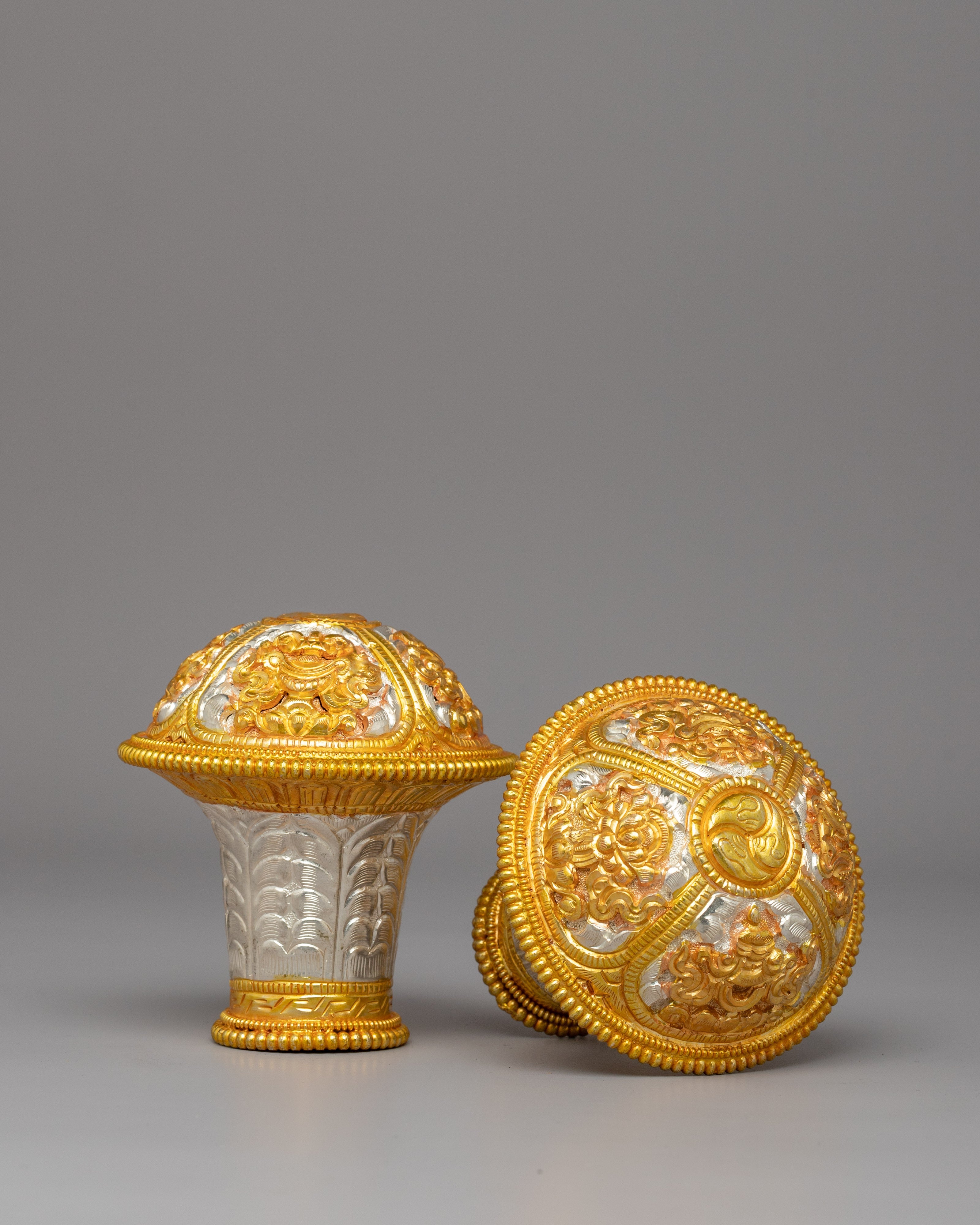Handcrafted Brocade Stick Cap | Traditional Tibetan Ritual Accessory