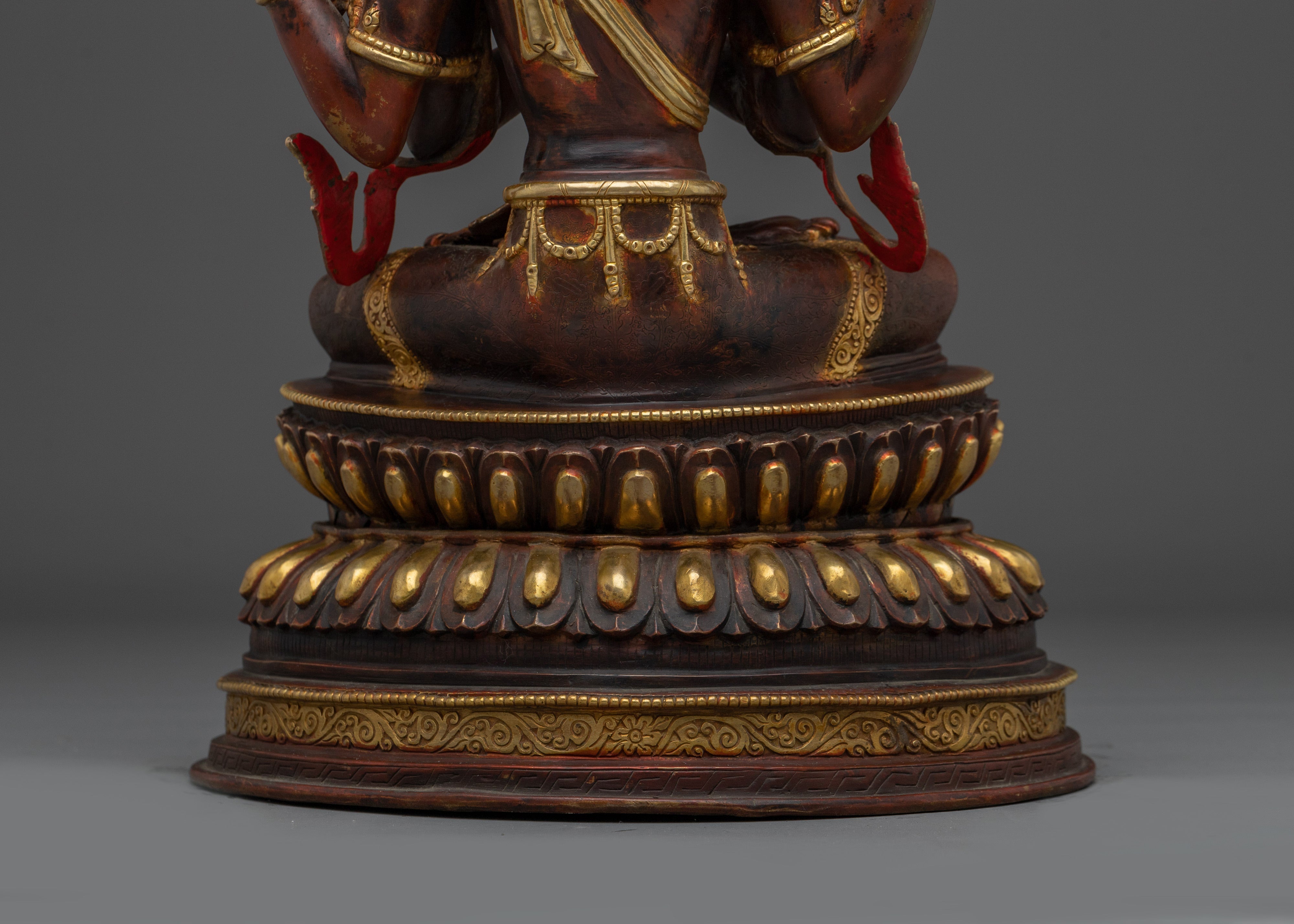 Golden Four Armed Chenrezig Figurine | Spiritual Enlightenment