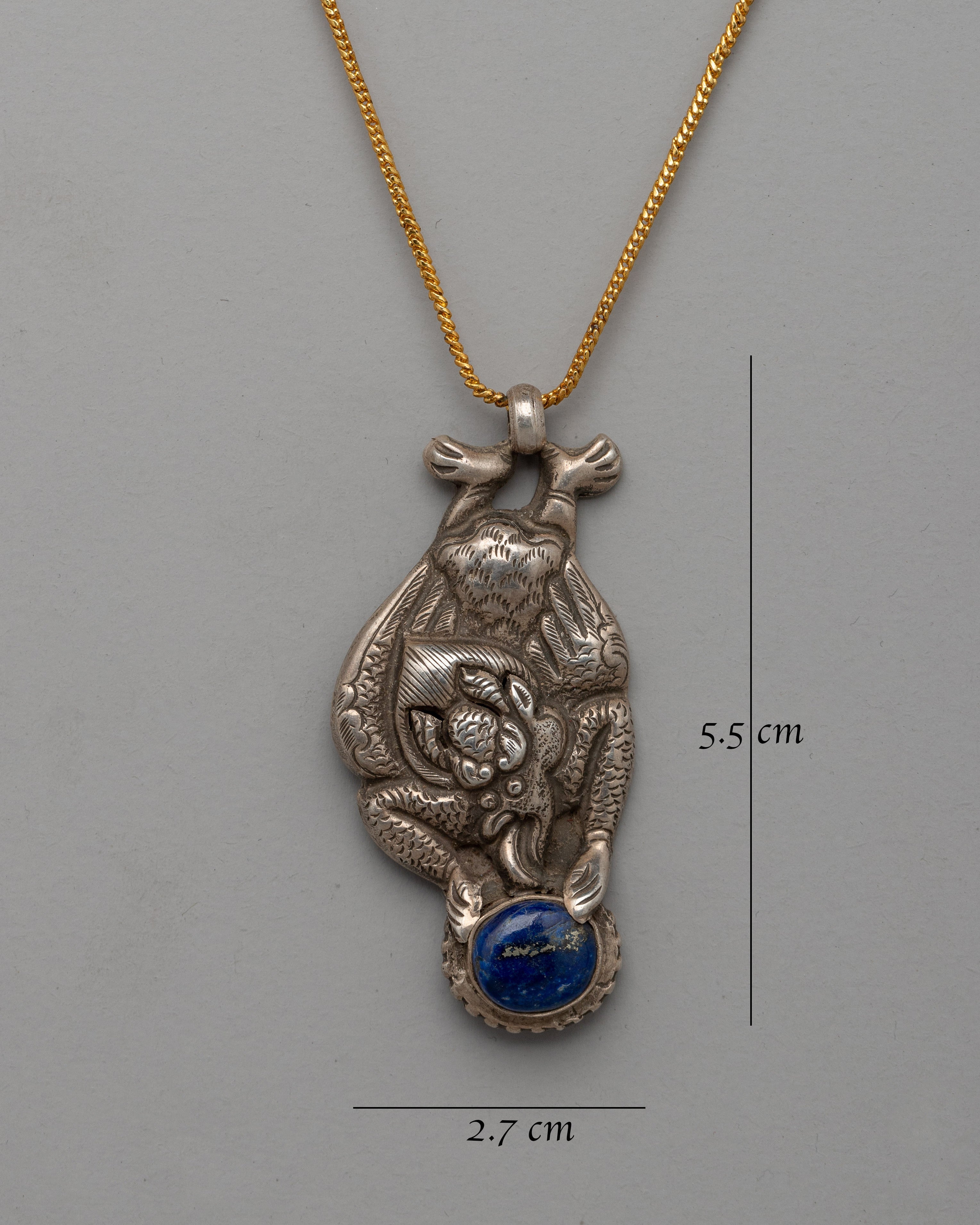 Locket with Lapis Lazuli | Garuda Carved Design