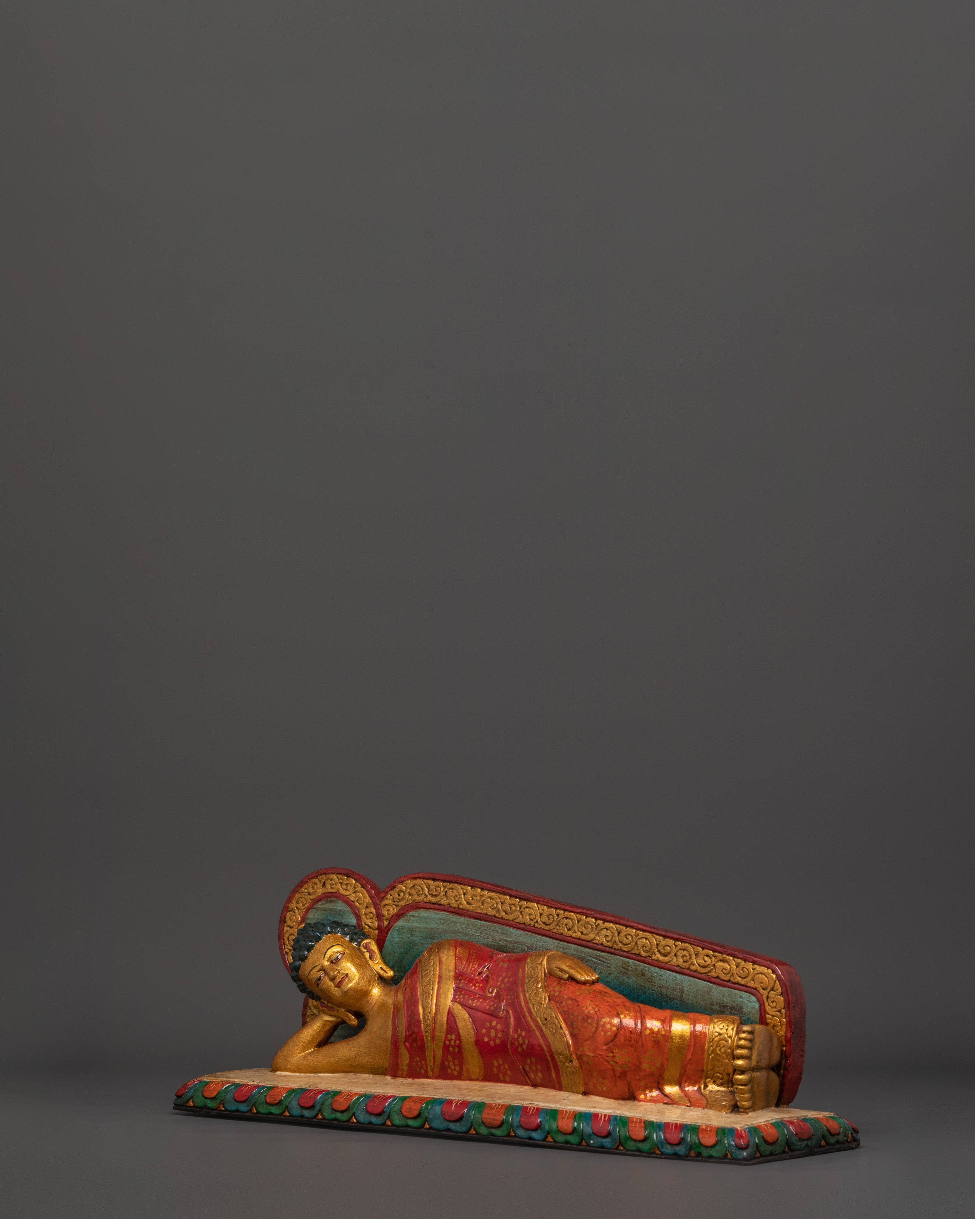 Hand-Carved Wooden Sleeping Buddha Statue | Symbolizing Peace and Enlightenment