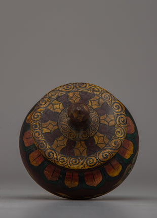 Buddhist Decorative Pot | Handcrafted Wooden Pot for Sacred Spaces and Rituals