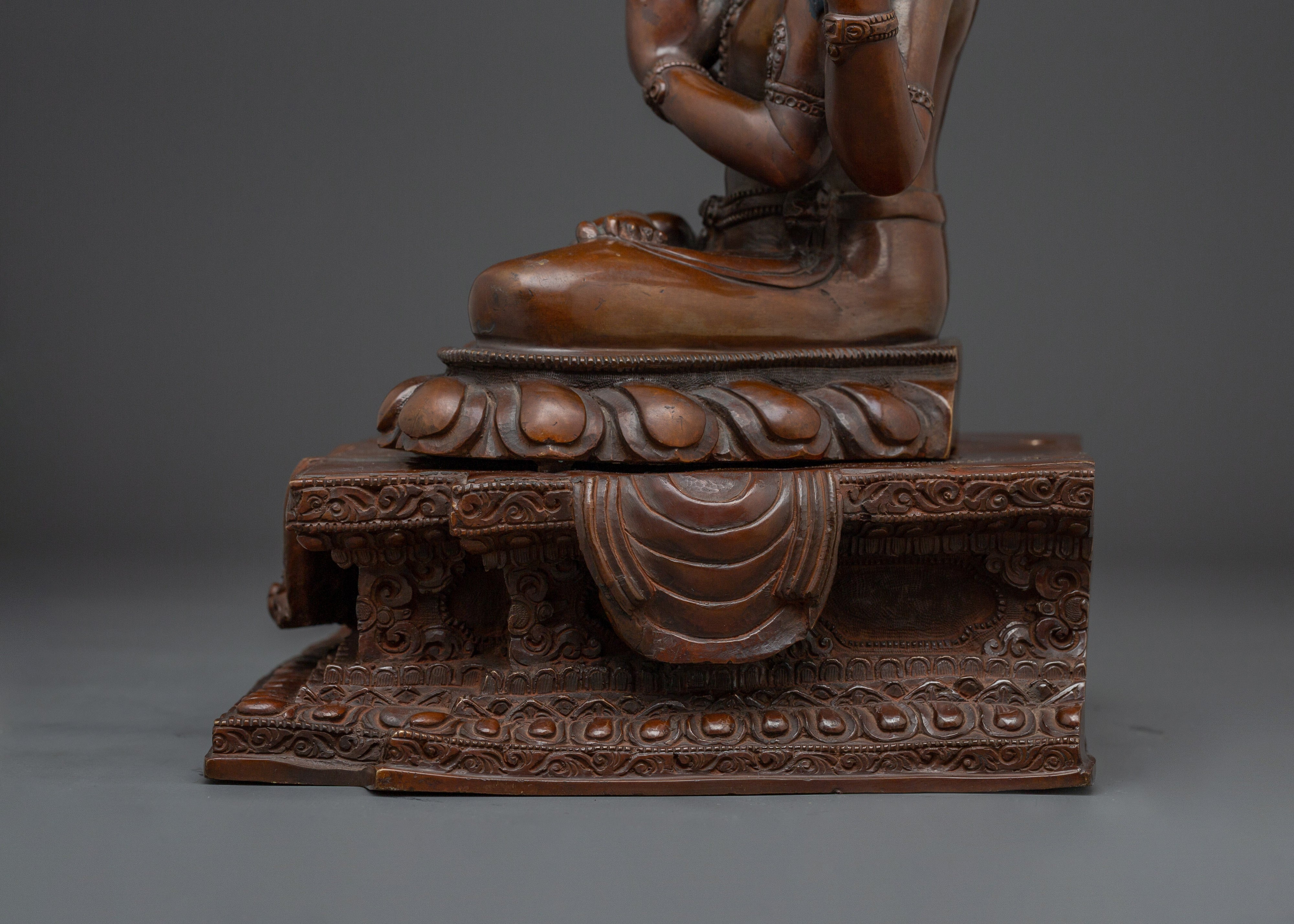 Tibetan Four-Armed Avalokiteshvara Copper Statue | Sculpture for Meditation, & Blessings