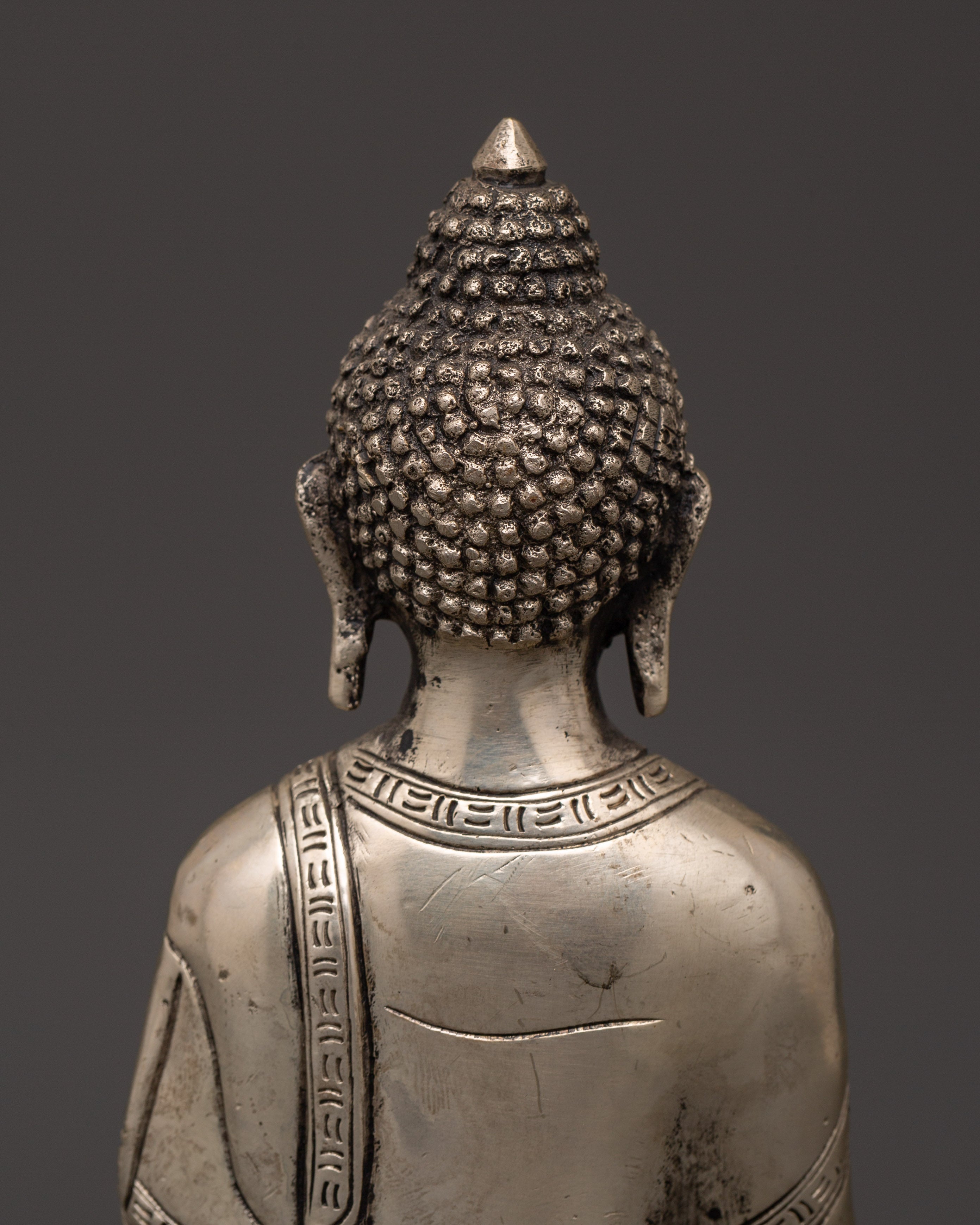 Silver-Plated Shakyamuni Buddha Statue | Buddhist Decor & Spiritual Serenity