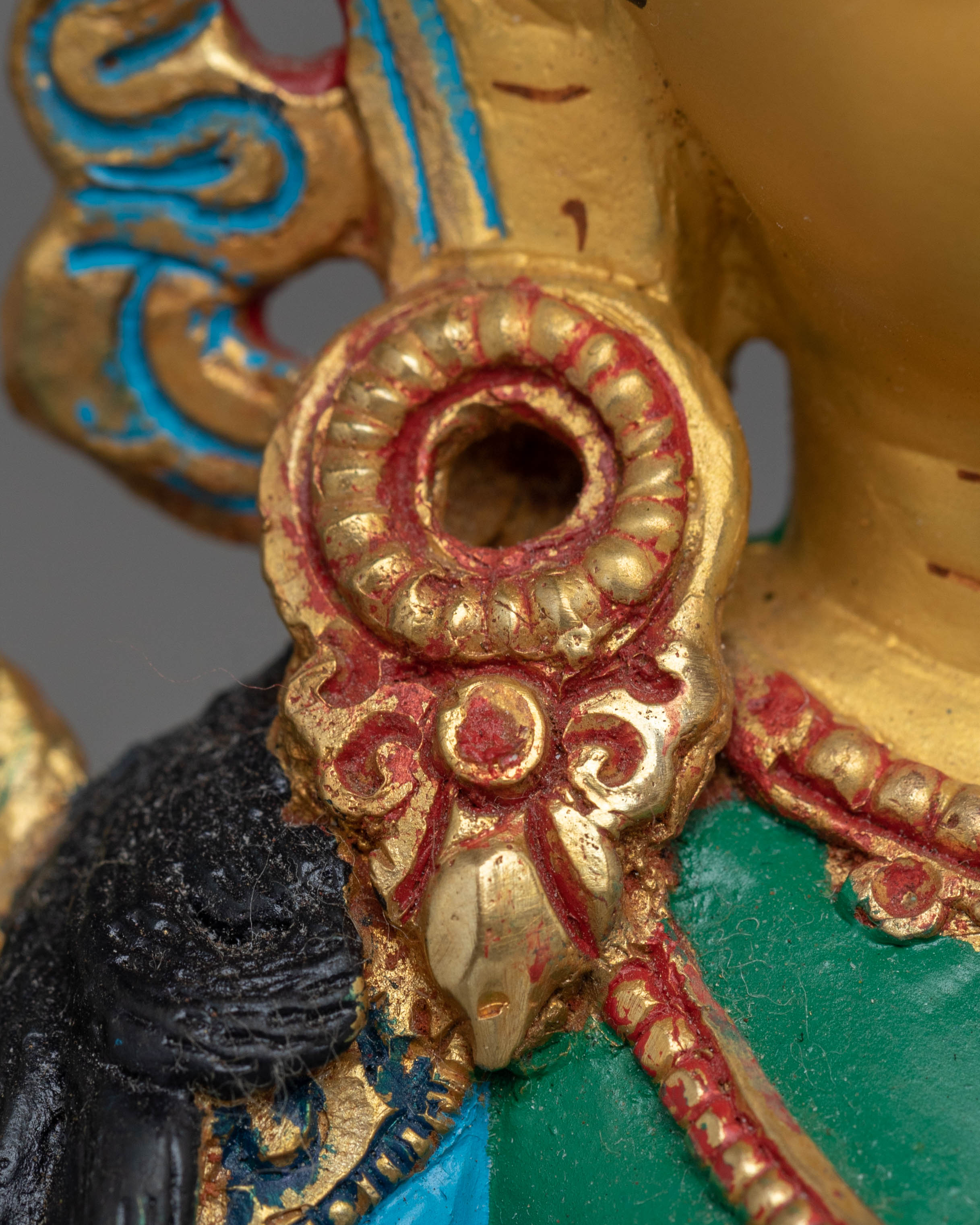 Shyama Tara Statue for Protection | Copper, Gold-Plated with Coral & Turquoise