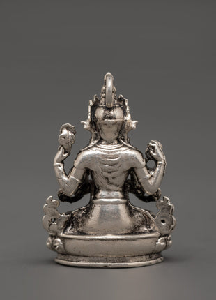 Handcrafted 98% Silver Chenresig Locket | Tibetan Buddha of Compassion