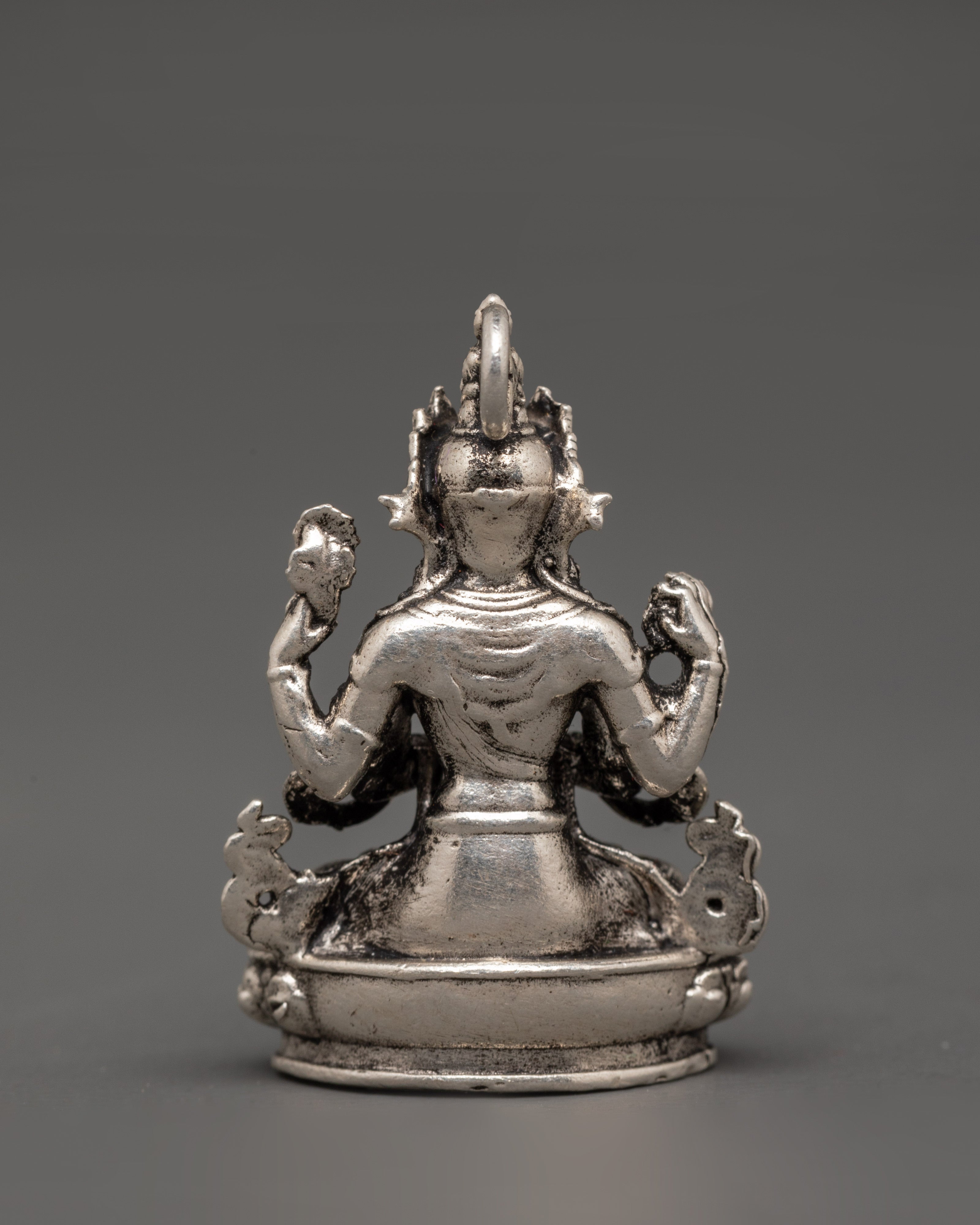 Handcrafted 98% Silver Chenresig Locket | Tibetan Buddha of Compassion