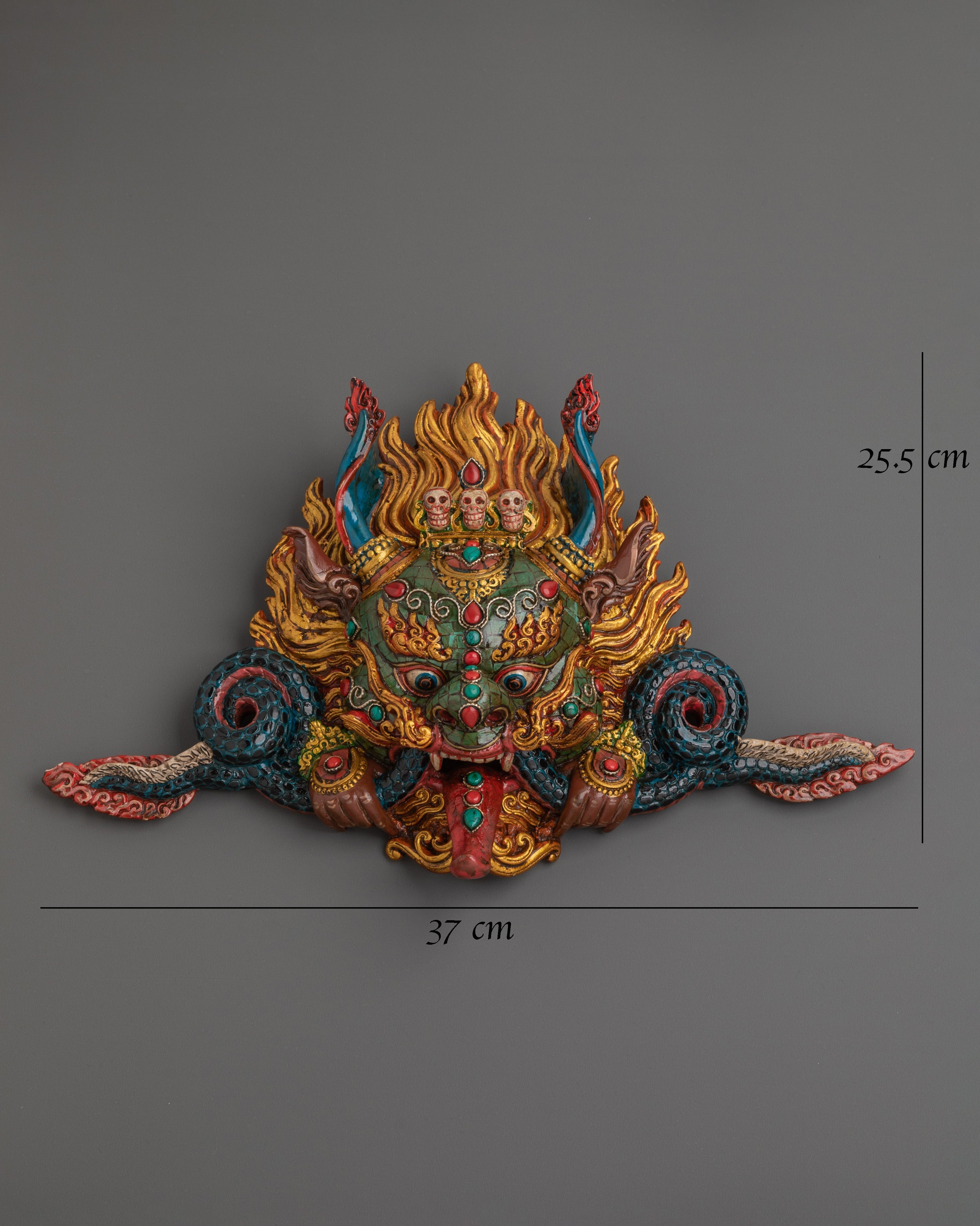 Himalayan Guardian Spirit Wall Hanging | Ceramic Tibetan Protective Mask