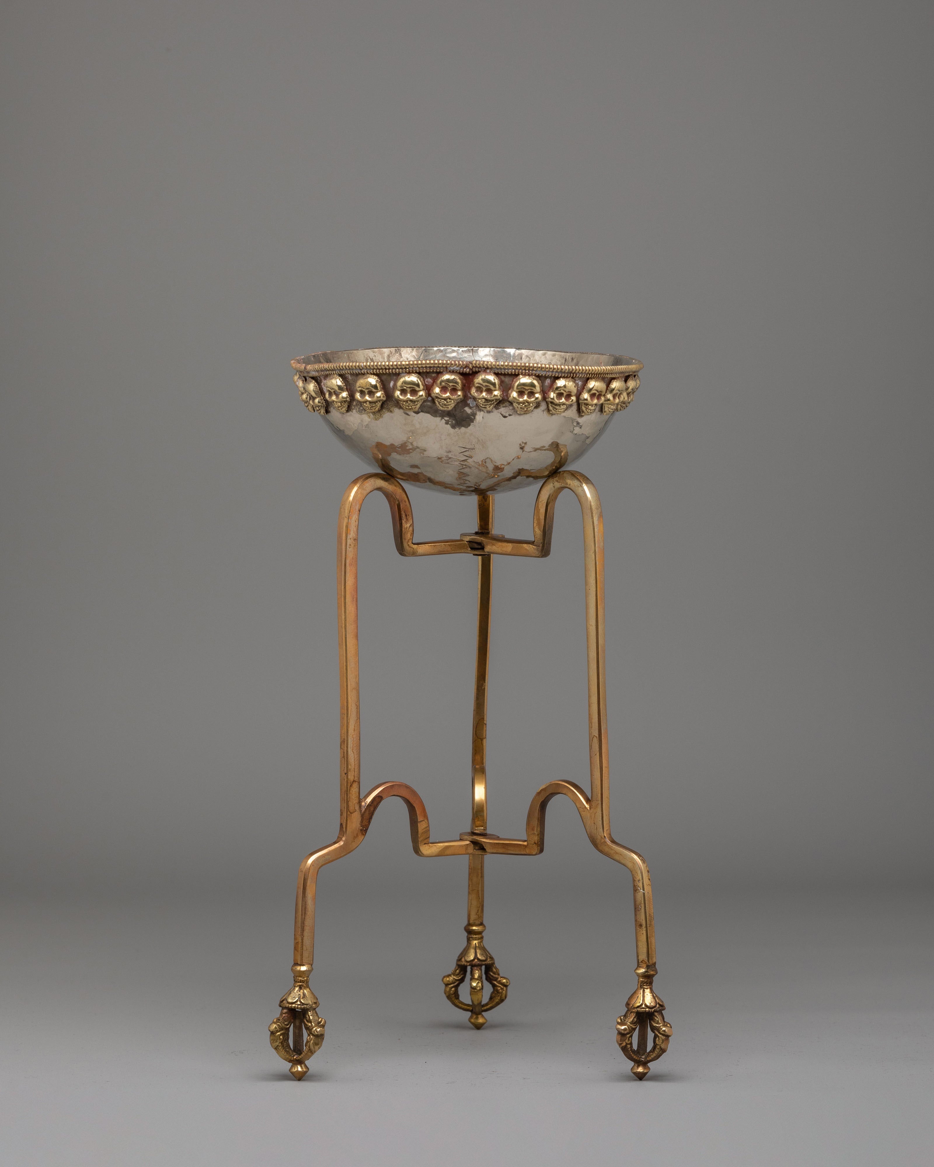 Buddhist Altar Kapala With Stand | Skull Cup for Tantric Rituals