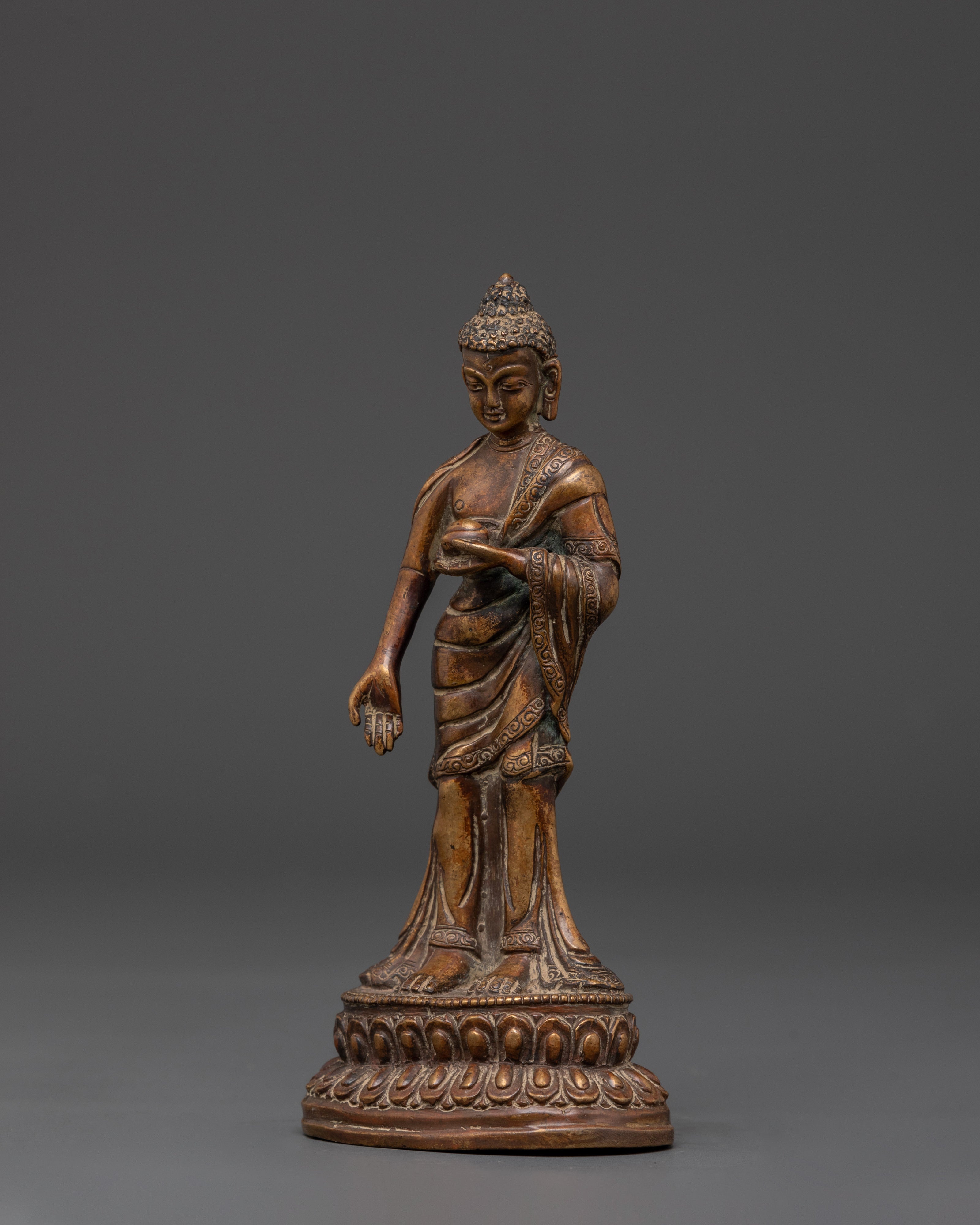 Handcrafted Copper Standing Buddha Statue | Symbol of Peace