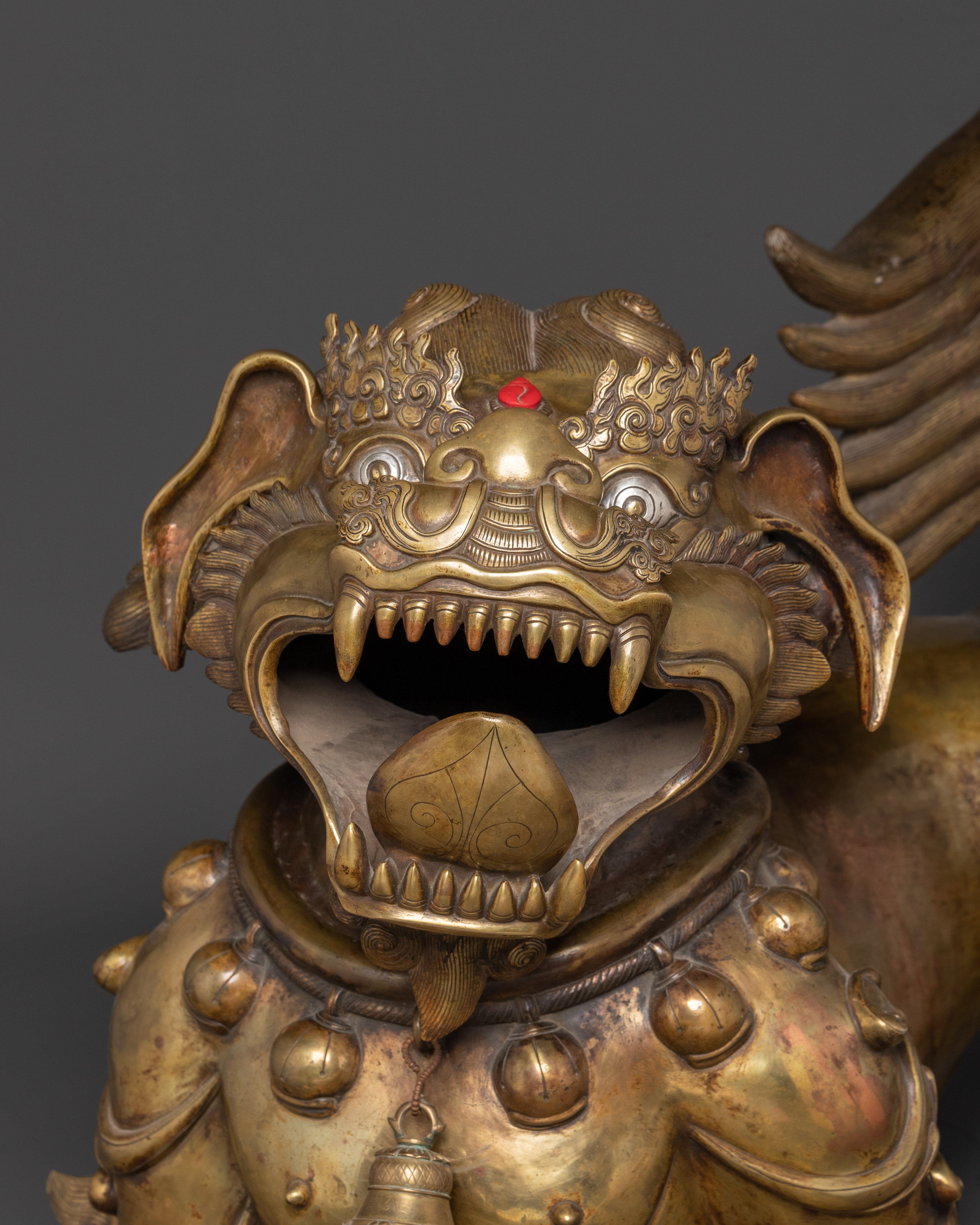 Sacred Mythical Lion Statue Set | Guardian Protectors of Strength and Prosperity