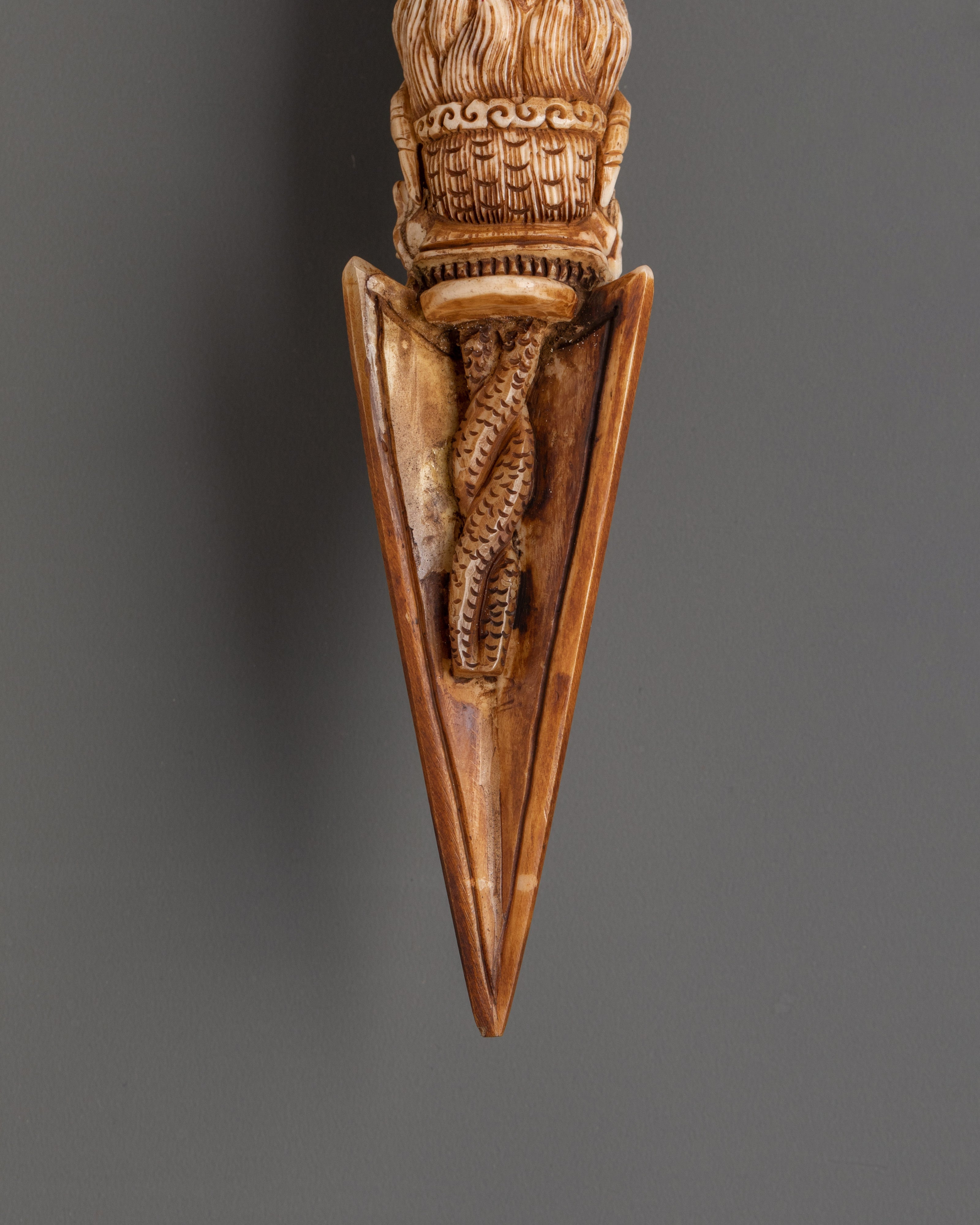 30.5 cm Buffalo Bone Phurba | Hand-Carved Ritual Dagger for Spiritual Purification