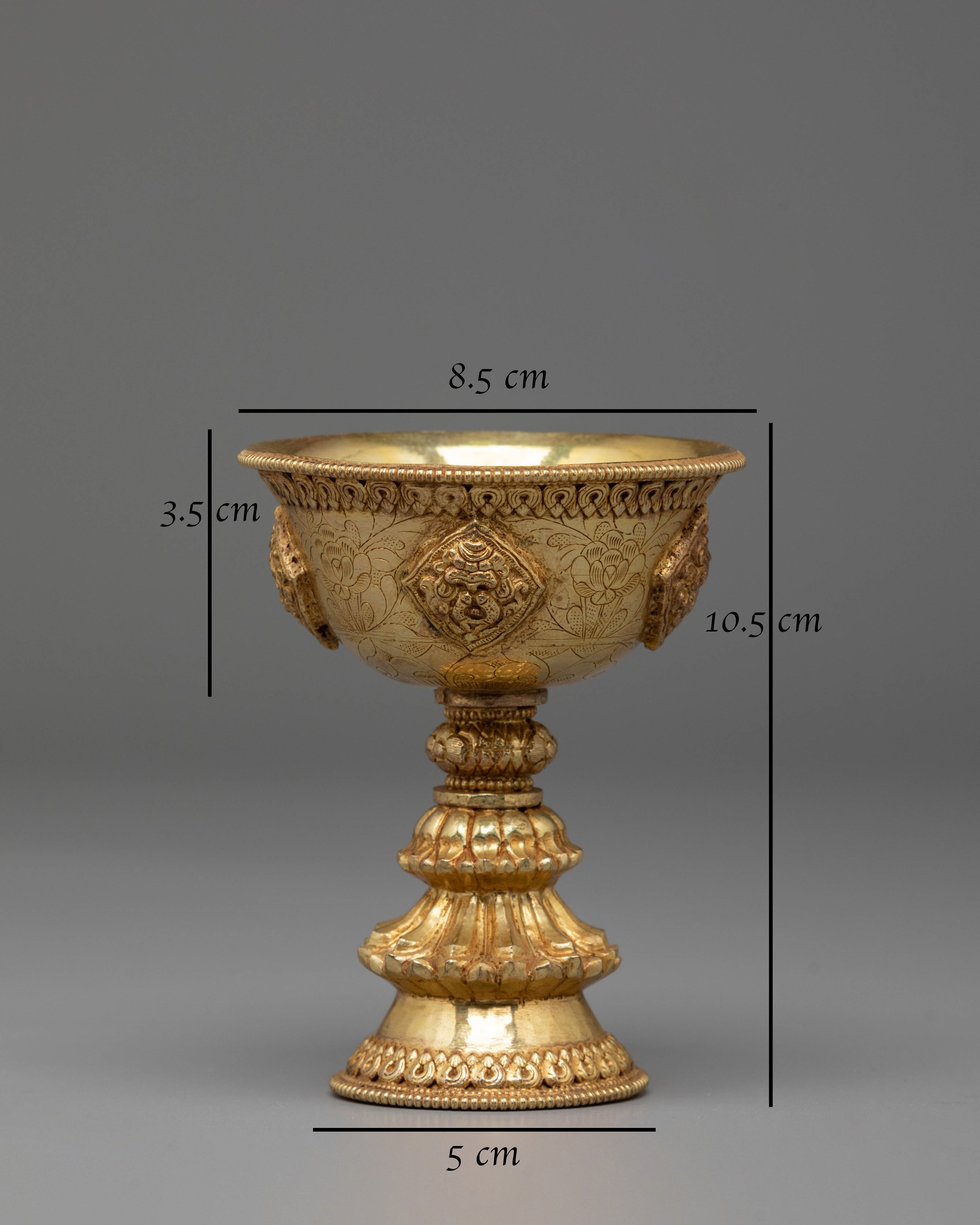 Light Offering Tibetan Butter Lamp | Handcrafted Copper Lamp with Fire Gold Finish