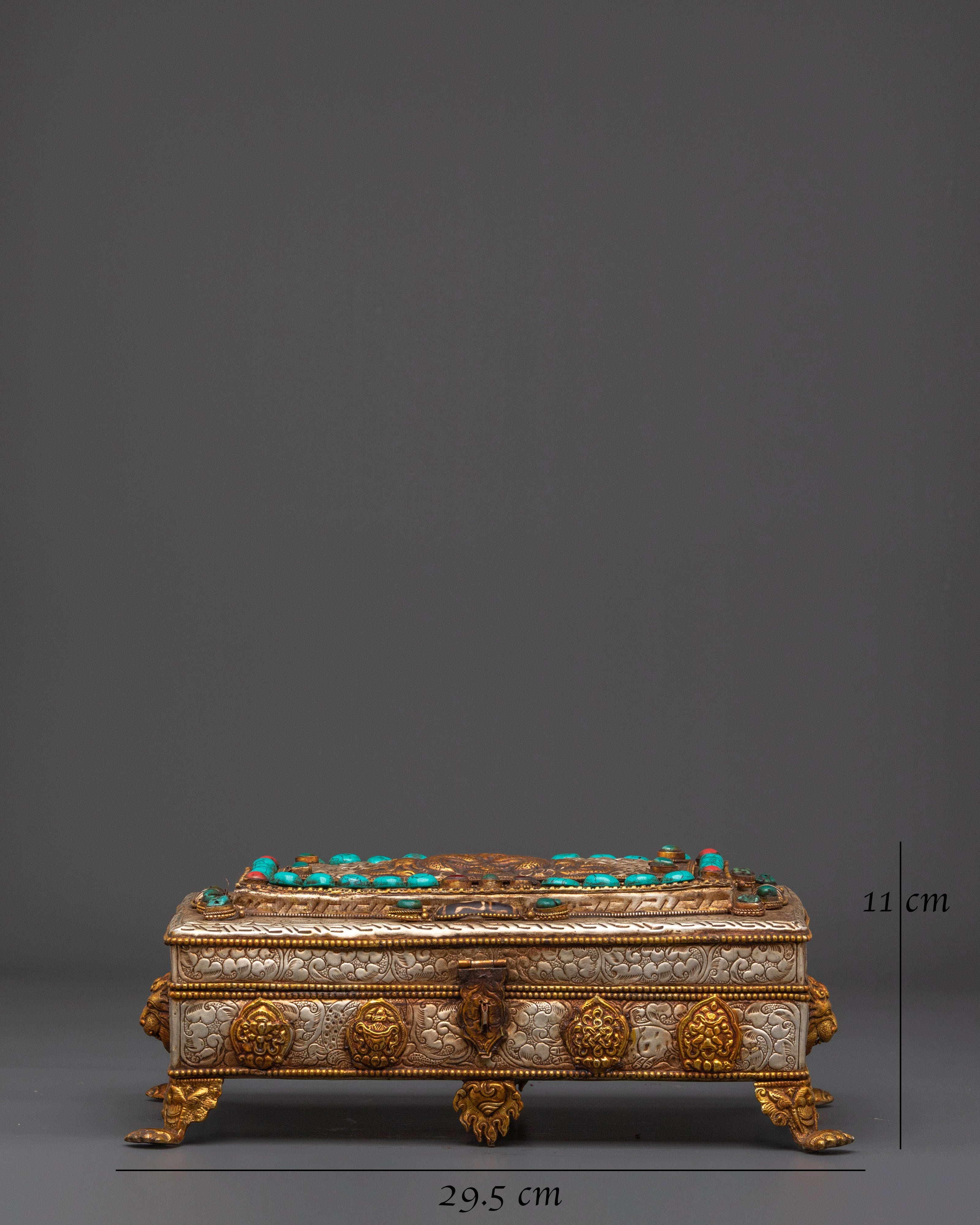 Coral and Turquoise Inlaid Treasure Box | Jewelry Box
