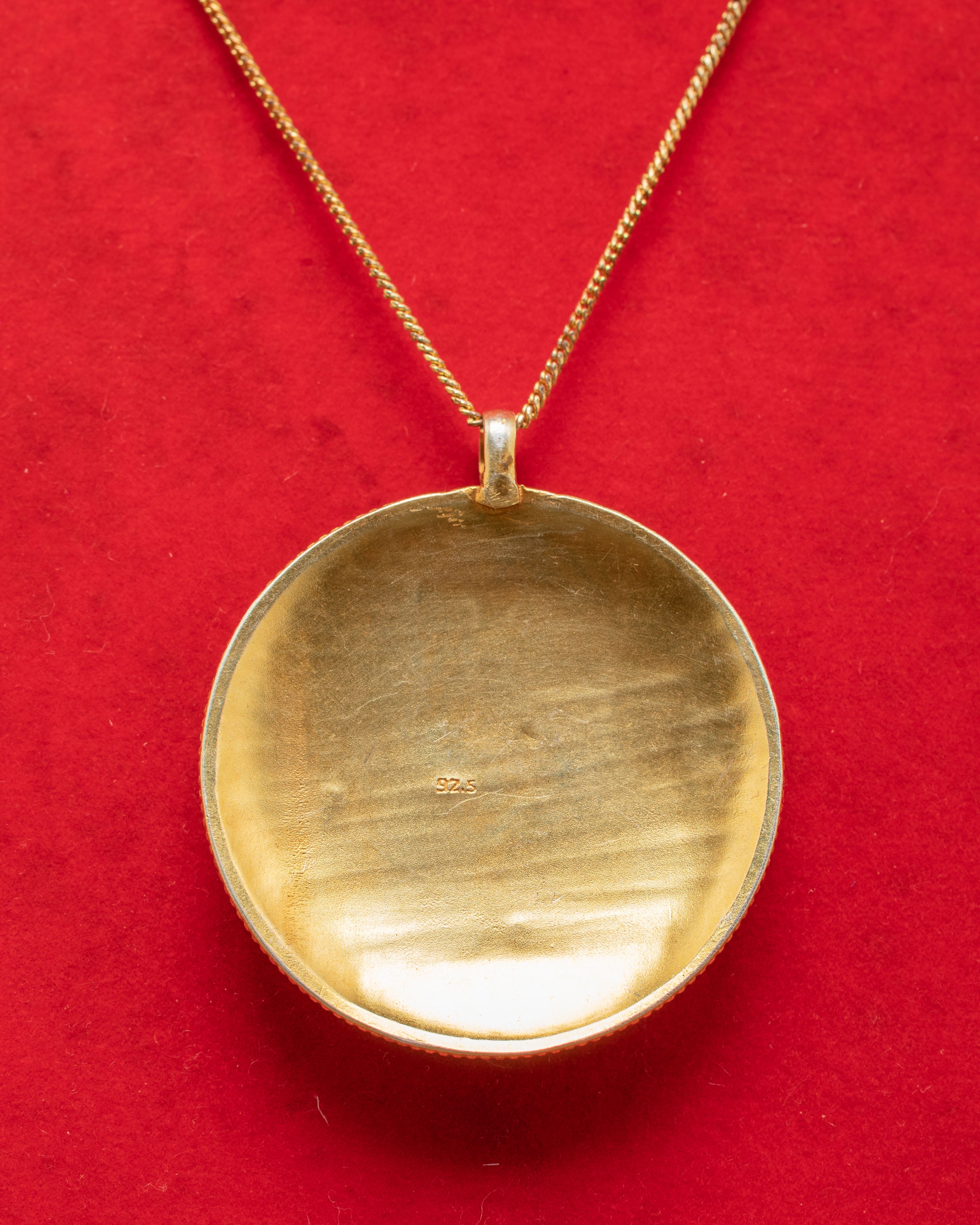 Gold Plated Locket with Panna | Gemstone Pendant