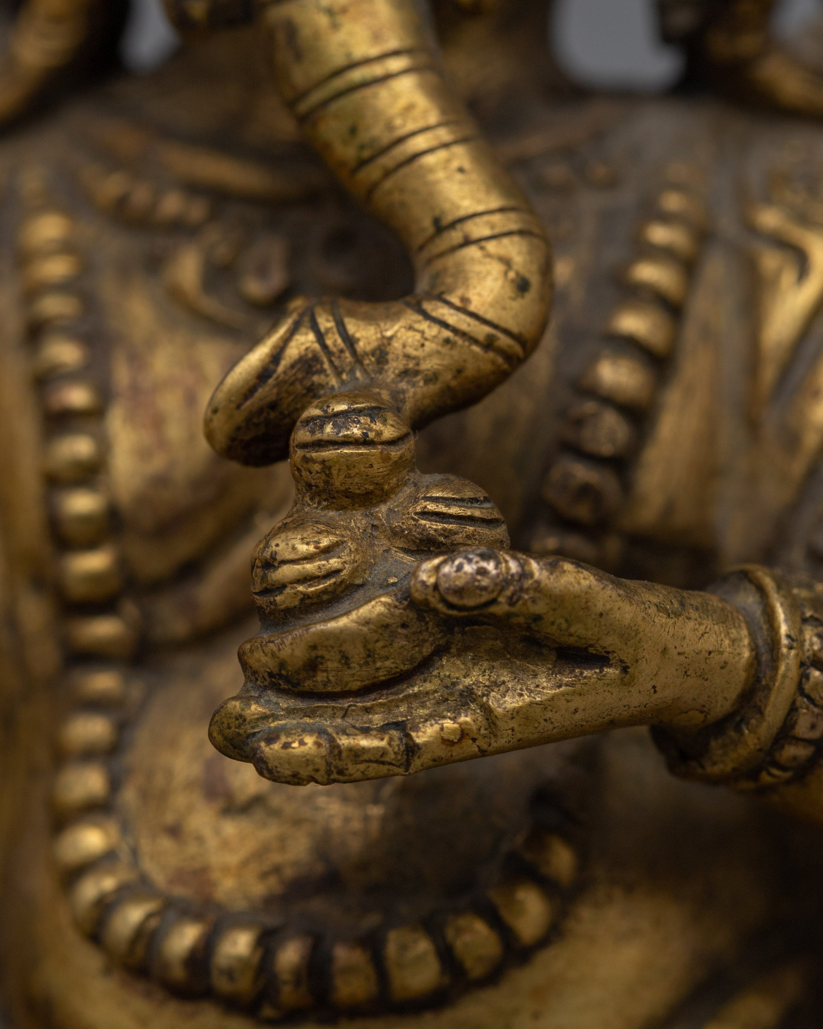 Antique Multi-Armed Ganesha Copper Statue | Spiritual Décor and Meditation