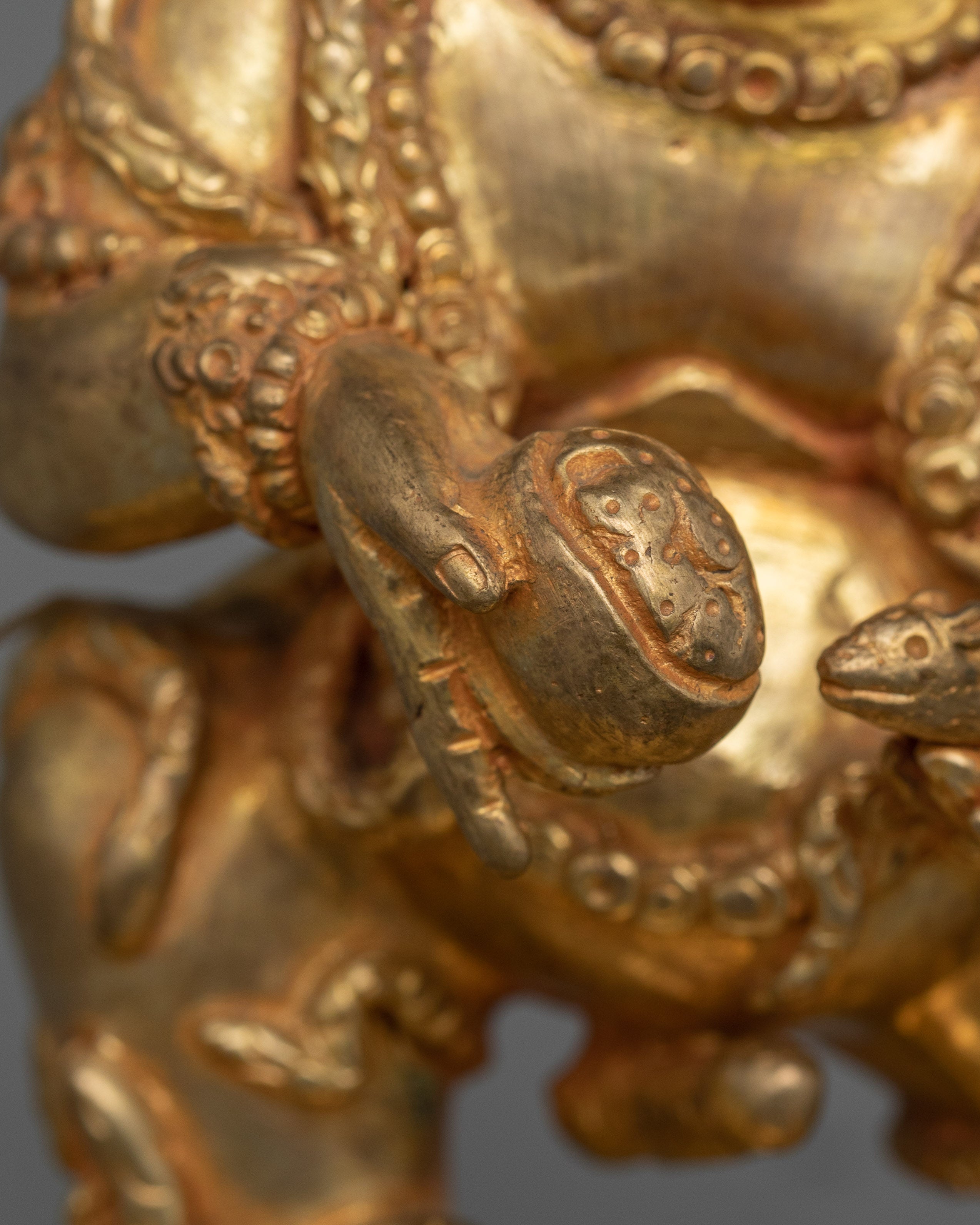 24K Gold Black Dzambhala Sculpture | Buddhist Protector of Wealth and Harmony