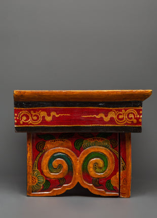 Hand-carved Table Buddhist Folding Table | Wooden Ritual Altar Table