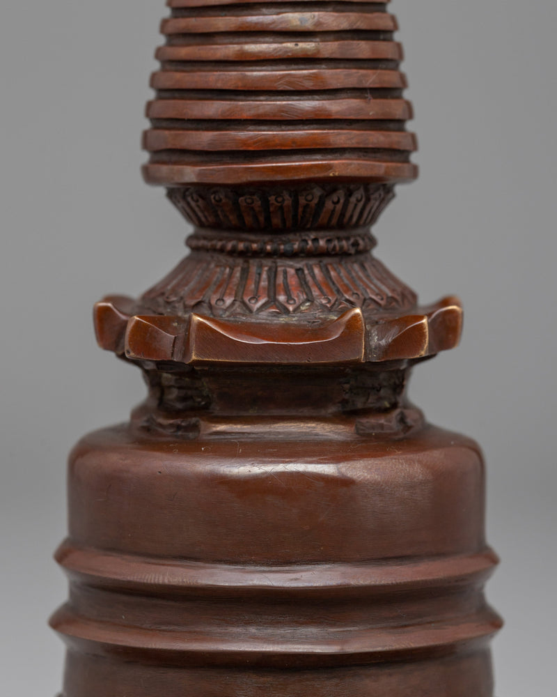 Sacred Copper Kadampa Stupa | Symbolic Sculpture for Spiritual Healing Spaces