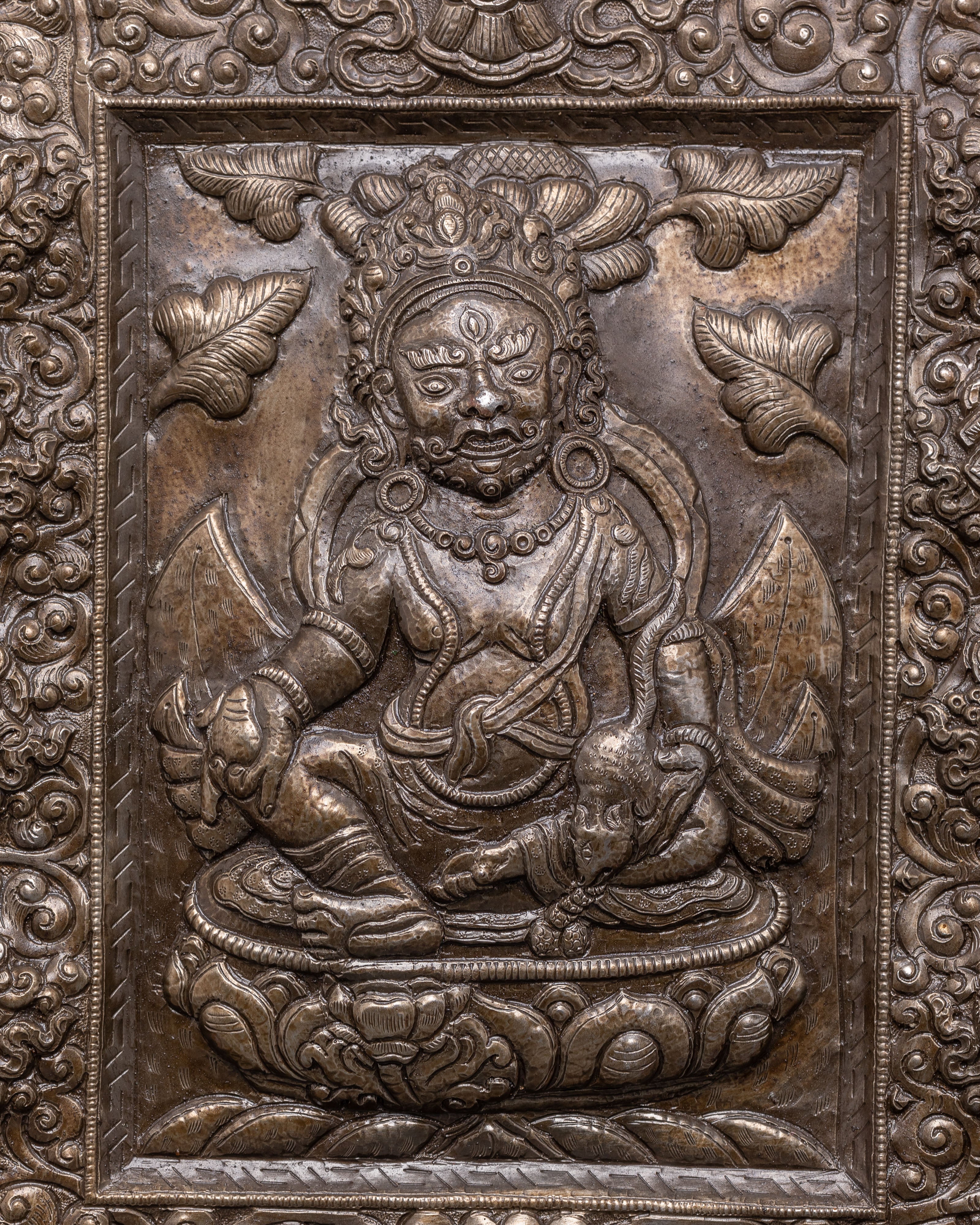 Handcrafted Dzambhala Metal Thangka | Spiritual Tibetan Buddhist Art