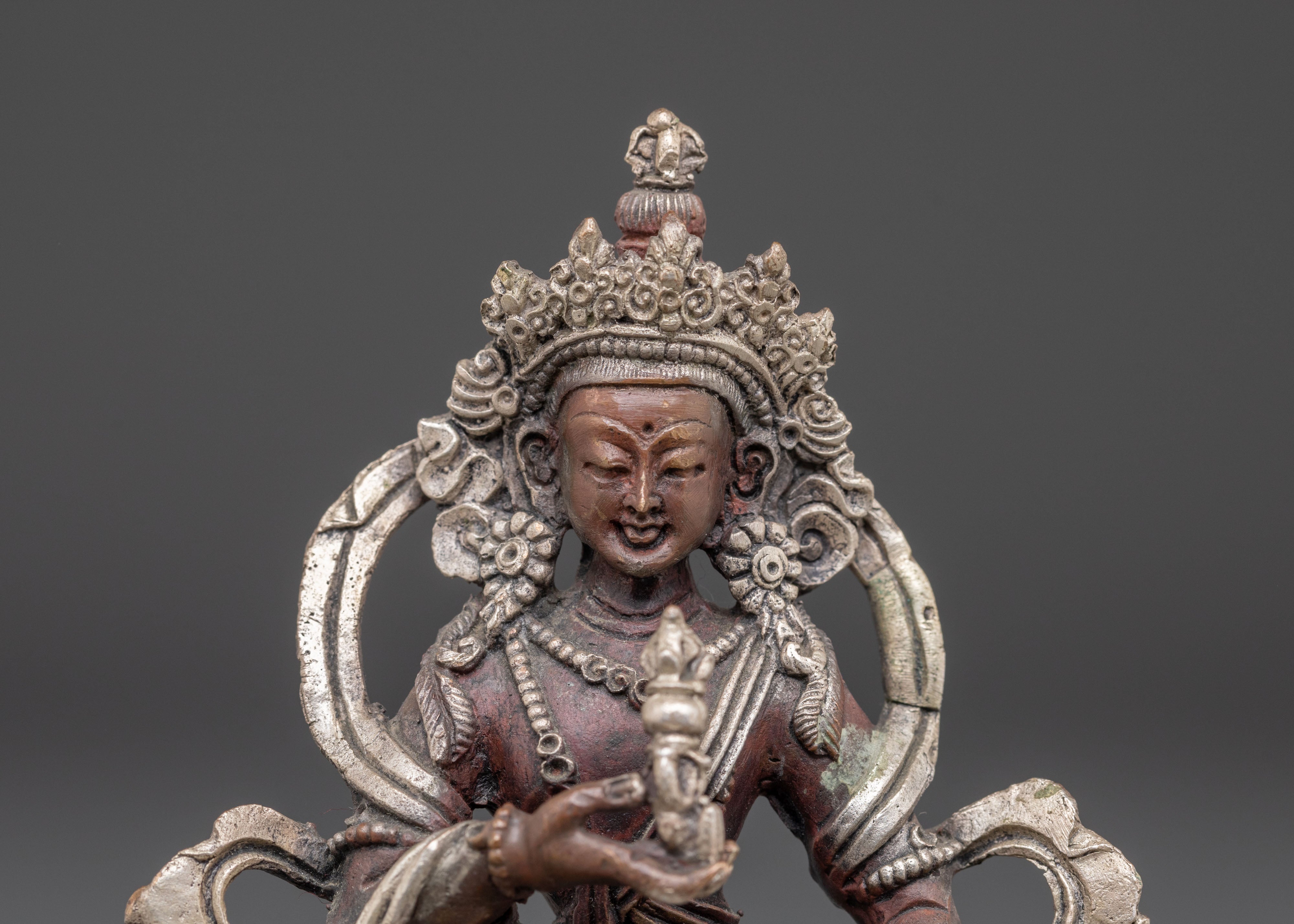 Tibetan Handcrafted Vajrasattva Statue | Silver Plated Traditional Art