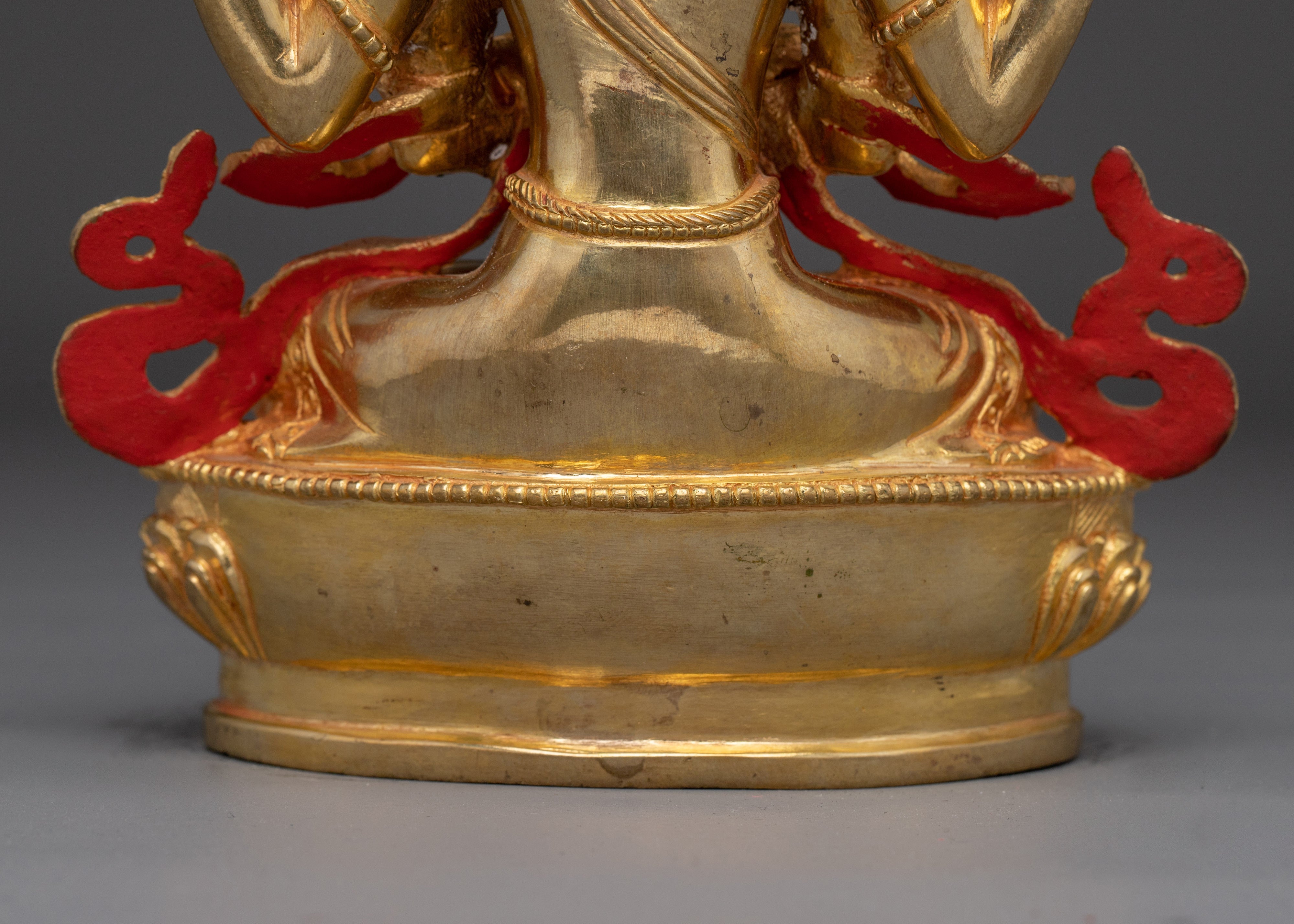 Handmade Gold Gilded Chenrezig Art | Tibetan Bodhisattva of Compassion