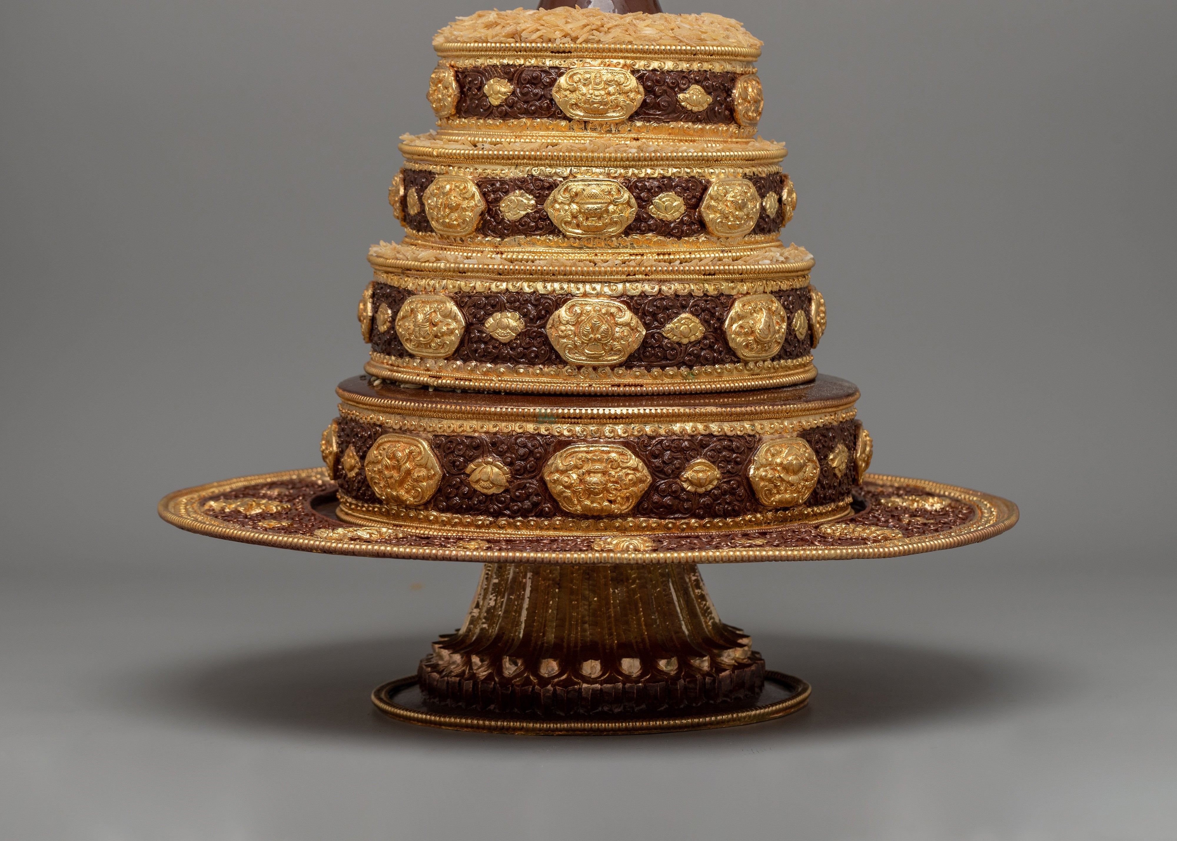 Tibetan Gold-Plated Ritual Mandala Set | Sacred Buddhist Mandala for Ritual Offerings