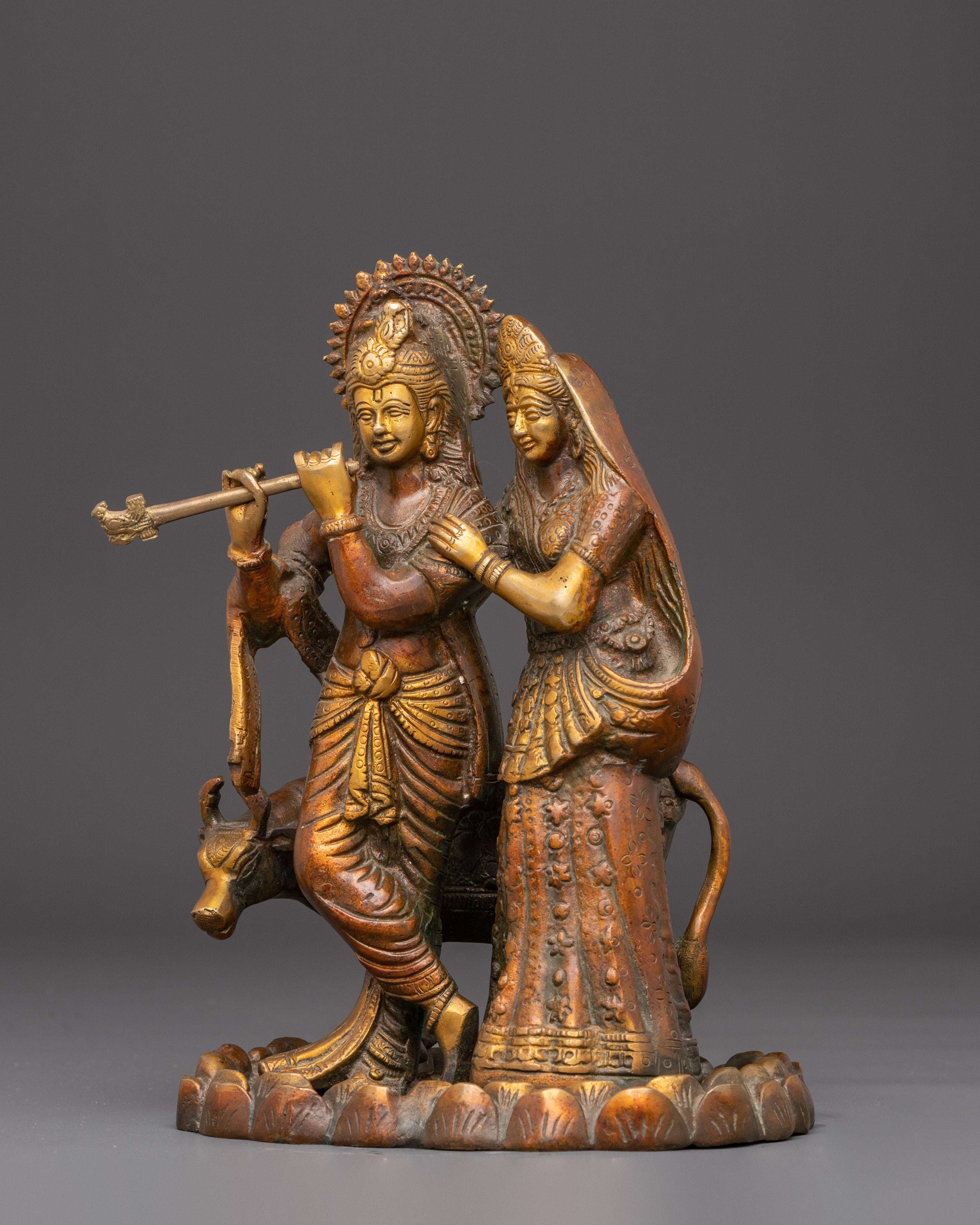 Statue of Radha and Krishna | Brass Radha Krishna Hindu Art