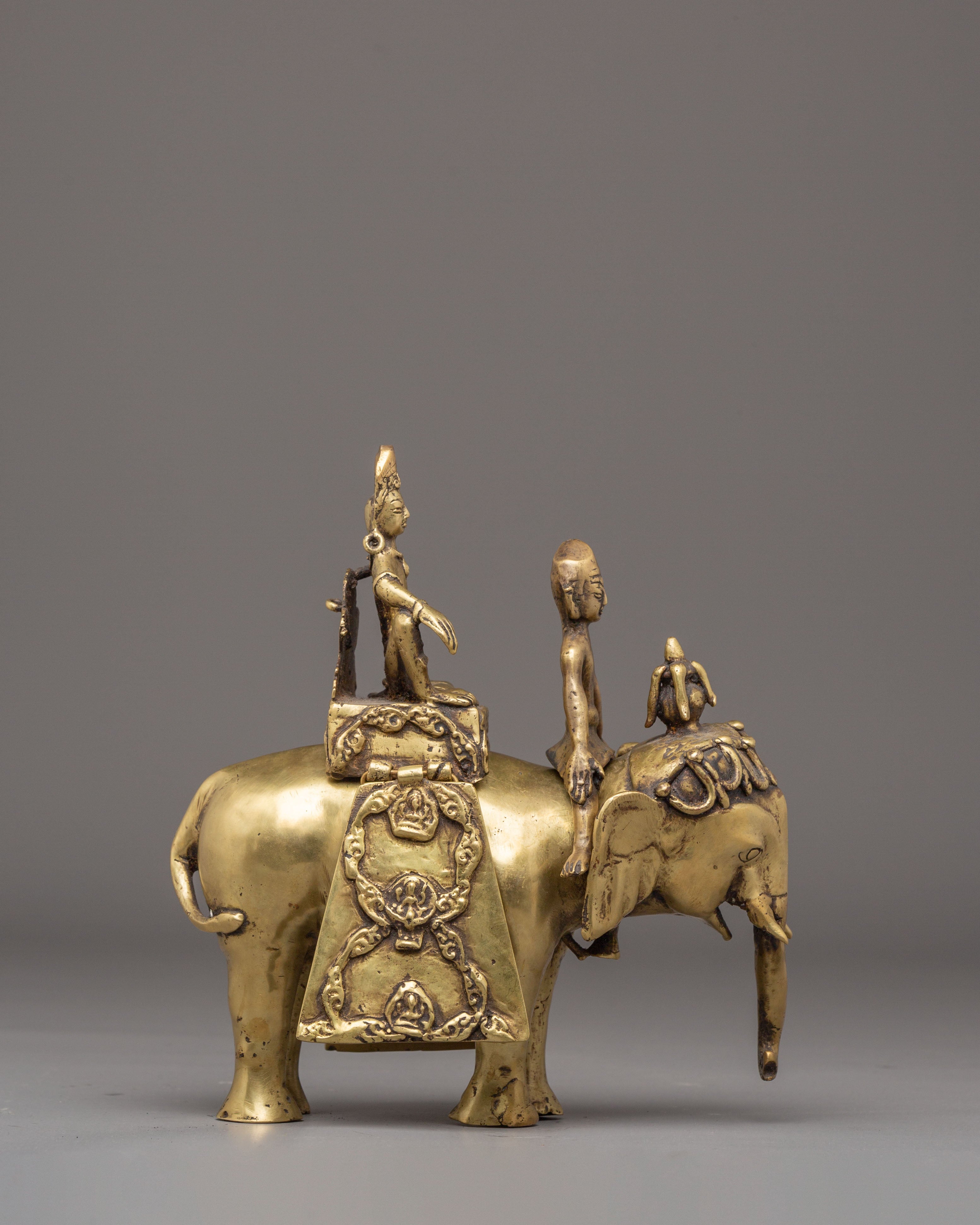 Handcrafted Tibetan Elephant Art with Indra | Symbol of Power