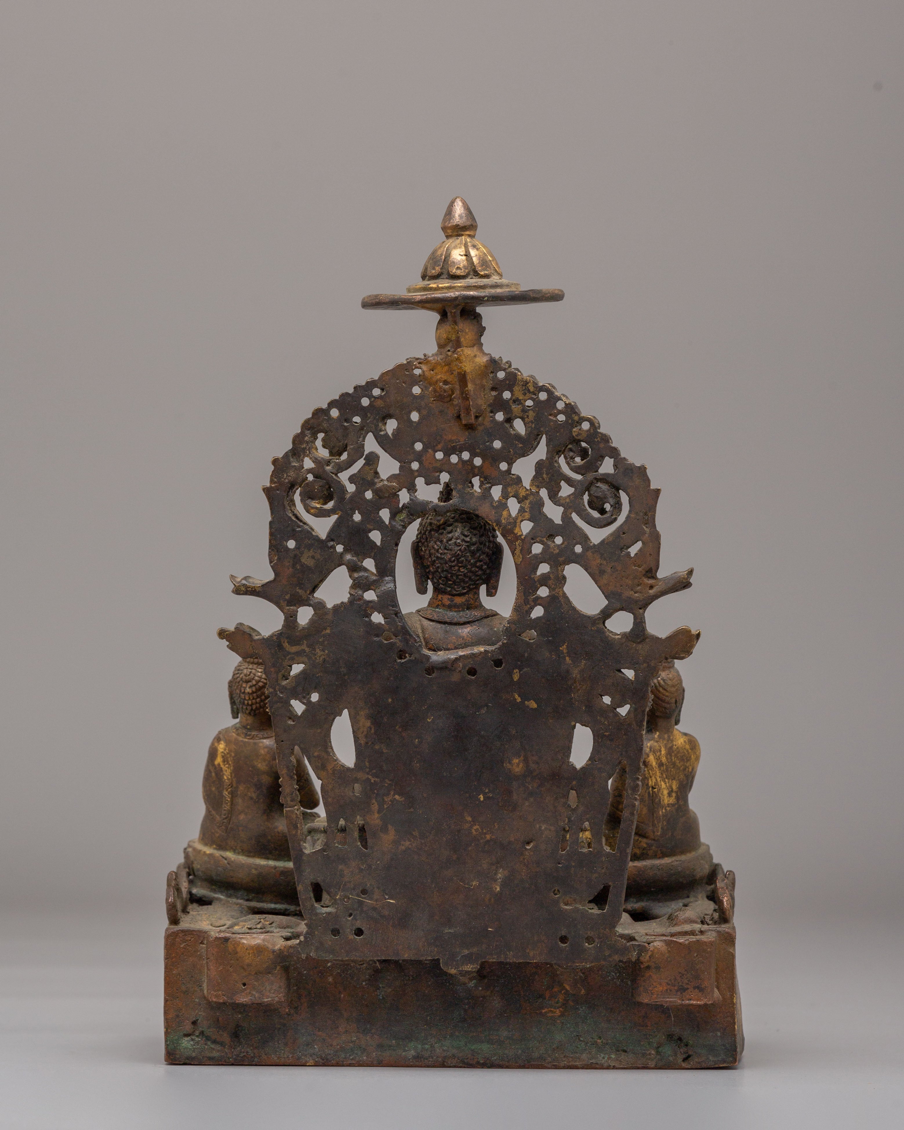 Buddha With Attendant Deities Sculpture | Sacred Altar Figure