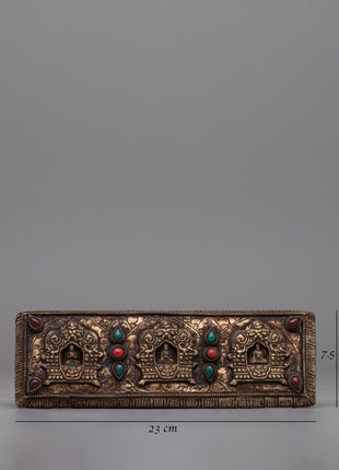 Handcrafted Gold-Plated Tibetan Book Cover | Buddhist Sacred Text Decor