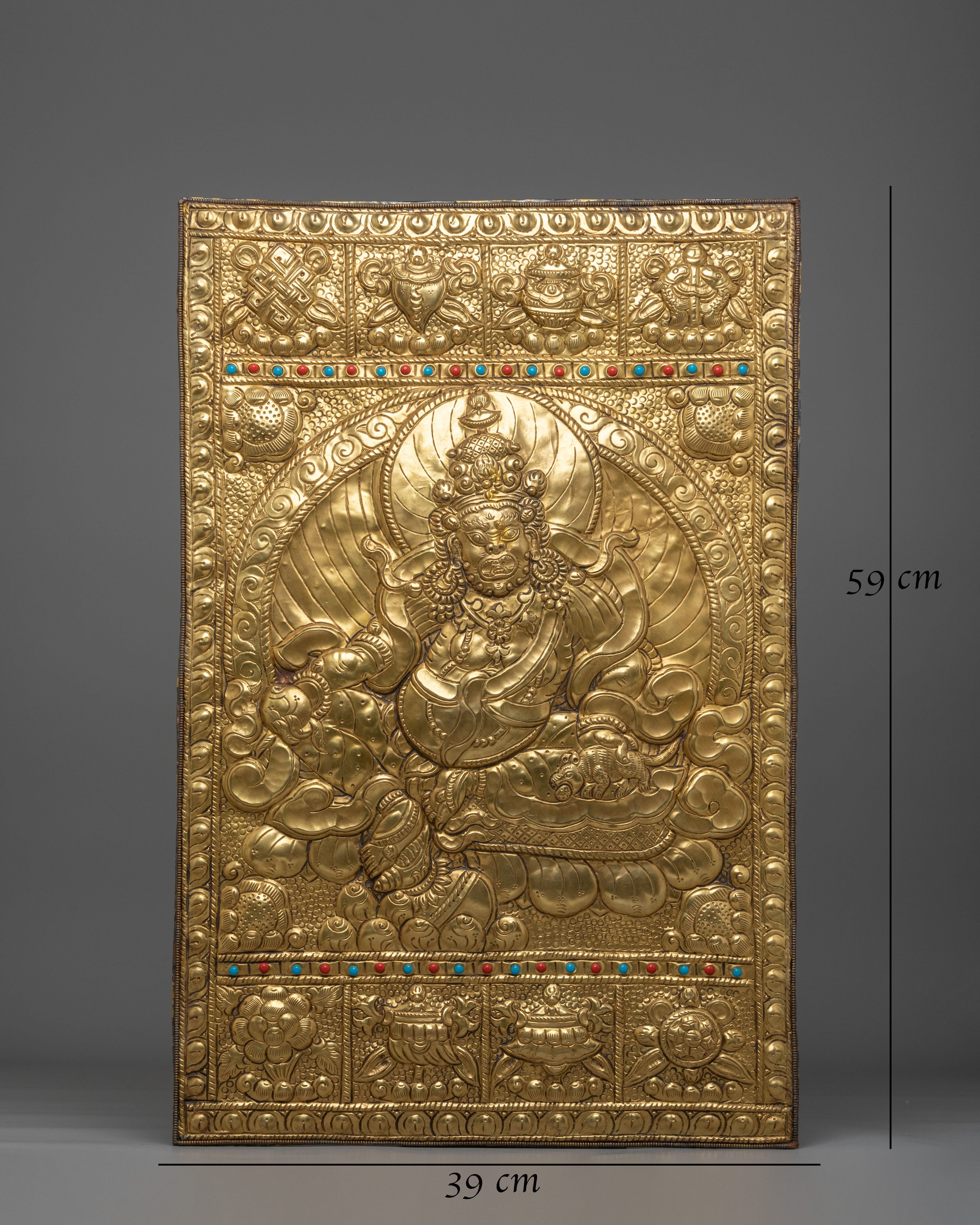 Buddhist Prosperity Deity Wall Hanging Art | Handmade Wooden Artwork