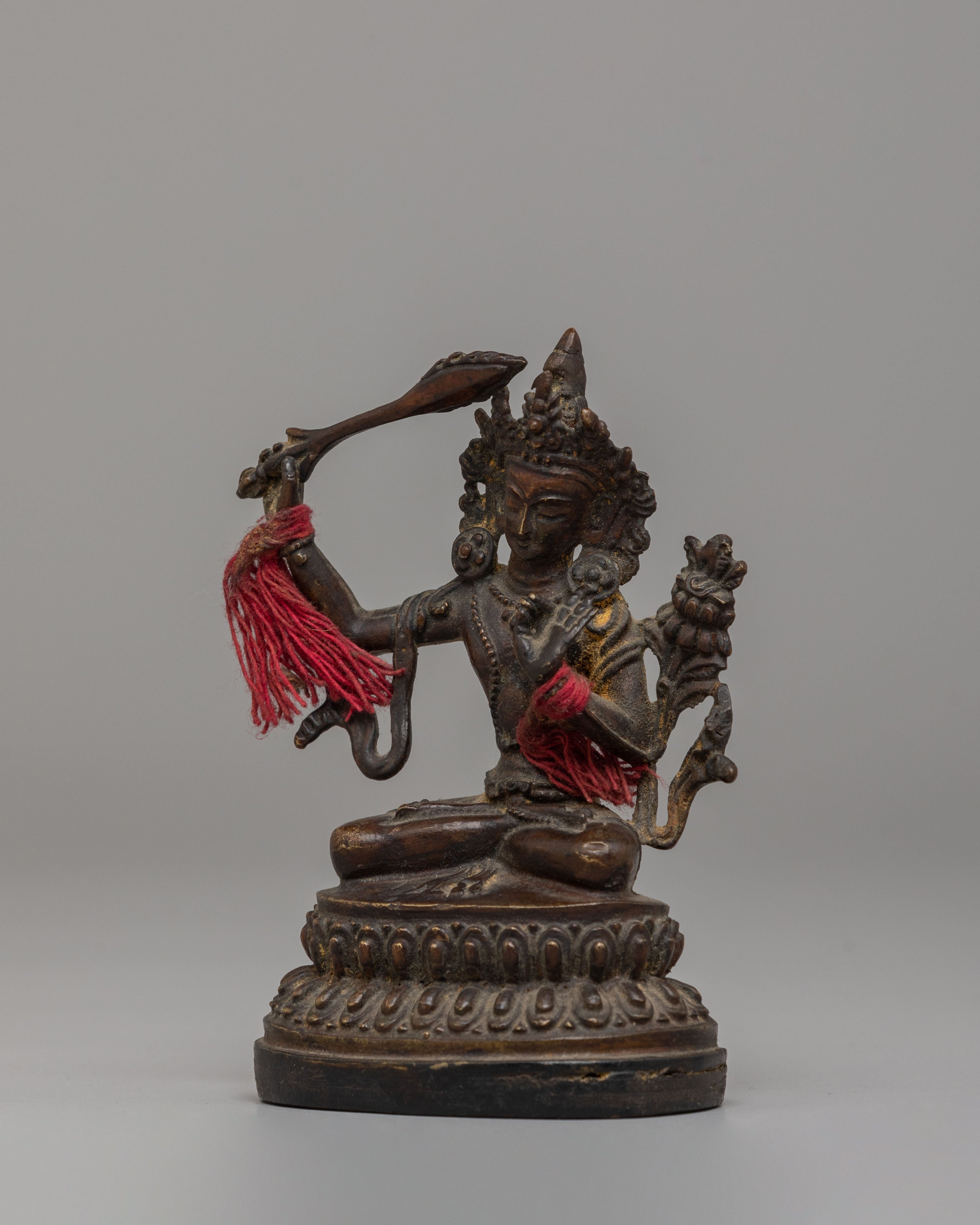Tibetan Sacred Manjushri Statue | Copper Statue with Semi-Antique Finish