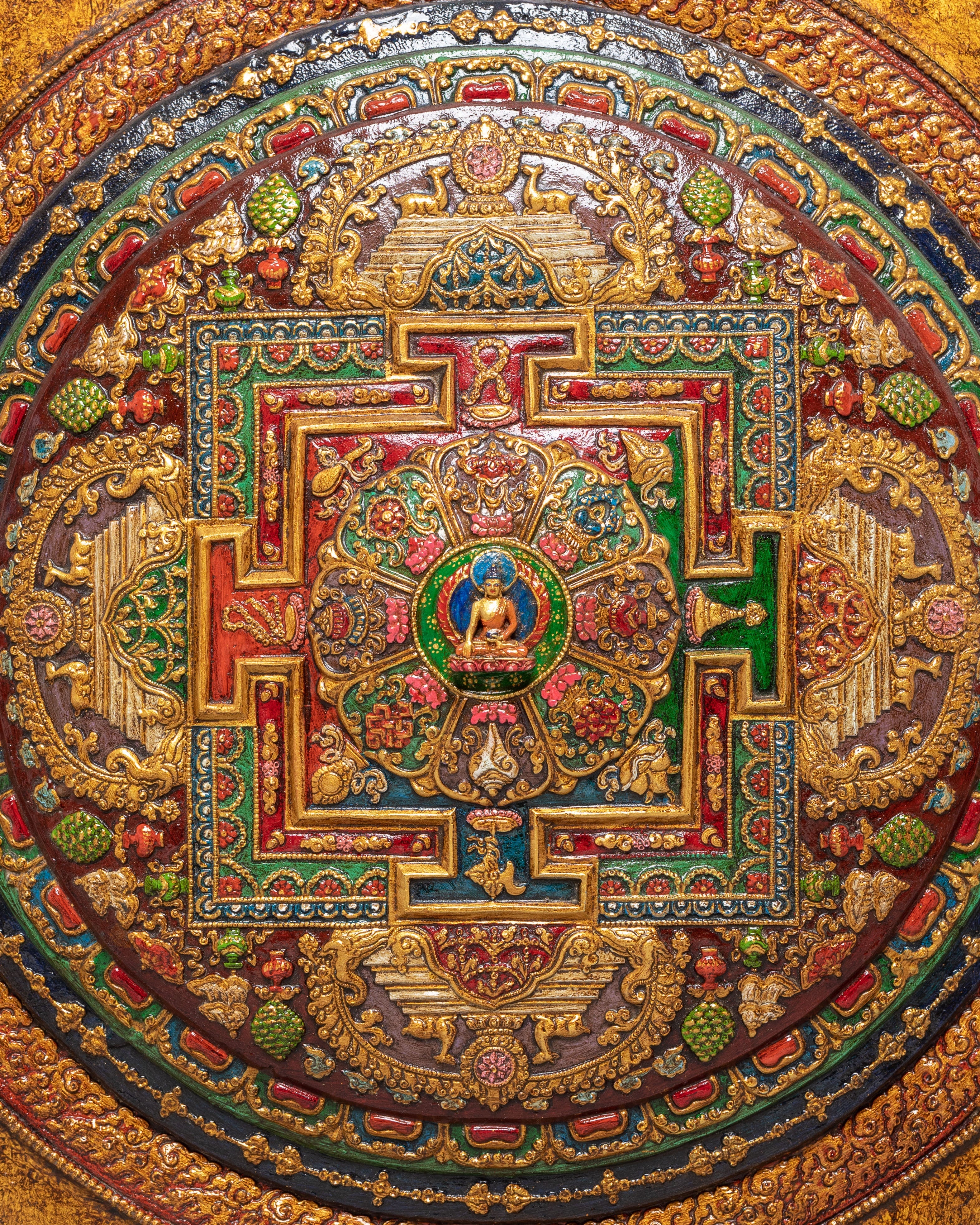 Sacred Shakyamuni Buddha Mandala Wall Hanging | Tibetan Buddha Mandala Art