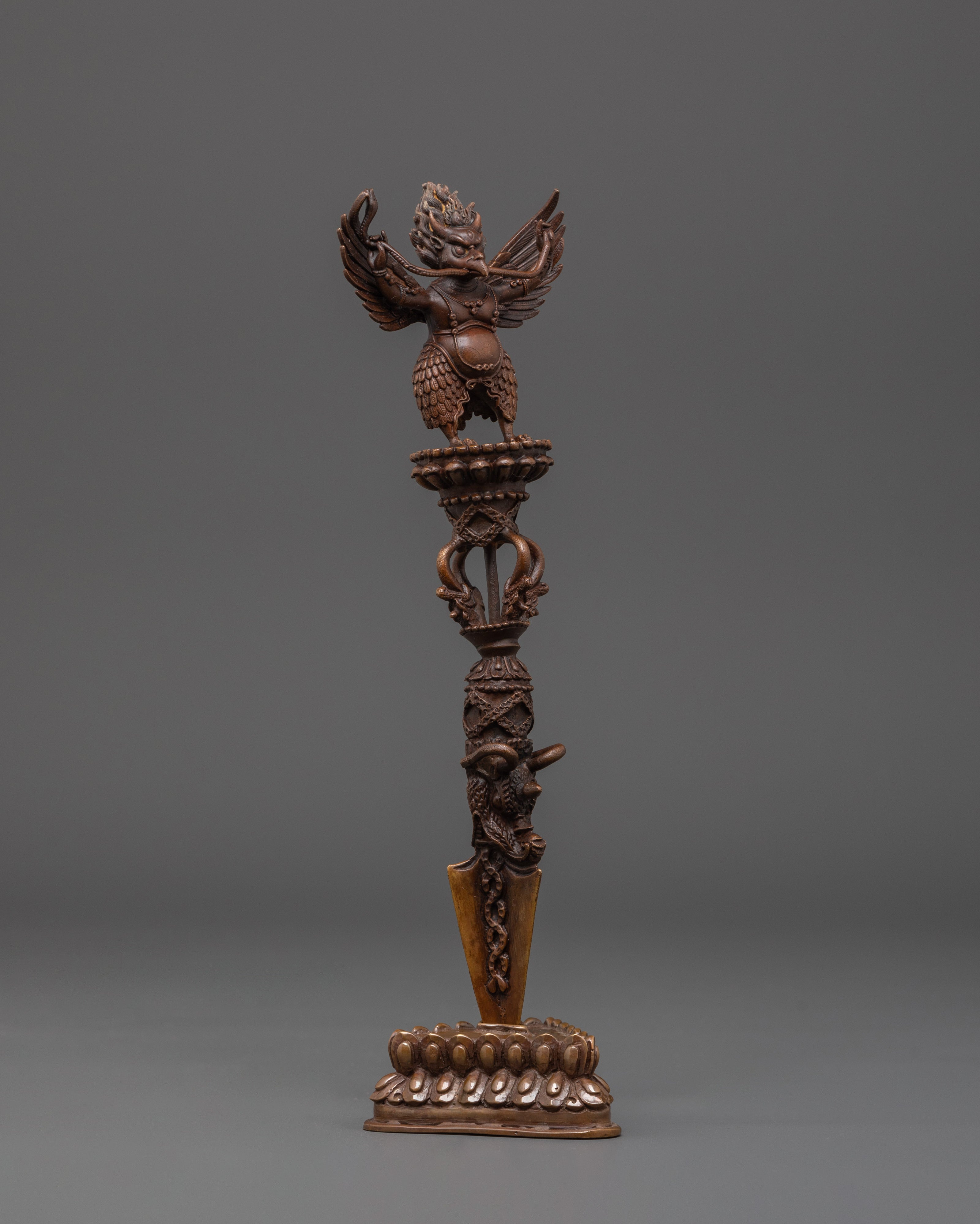 Handmade Tibetan Garuda Phurba | Oxidized Copper Ritual Dagger