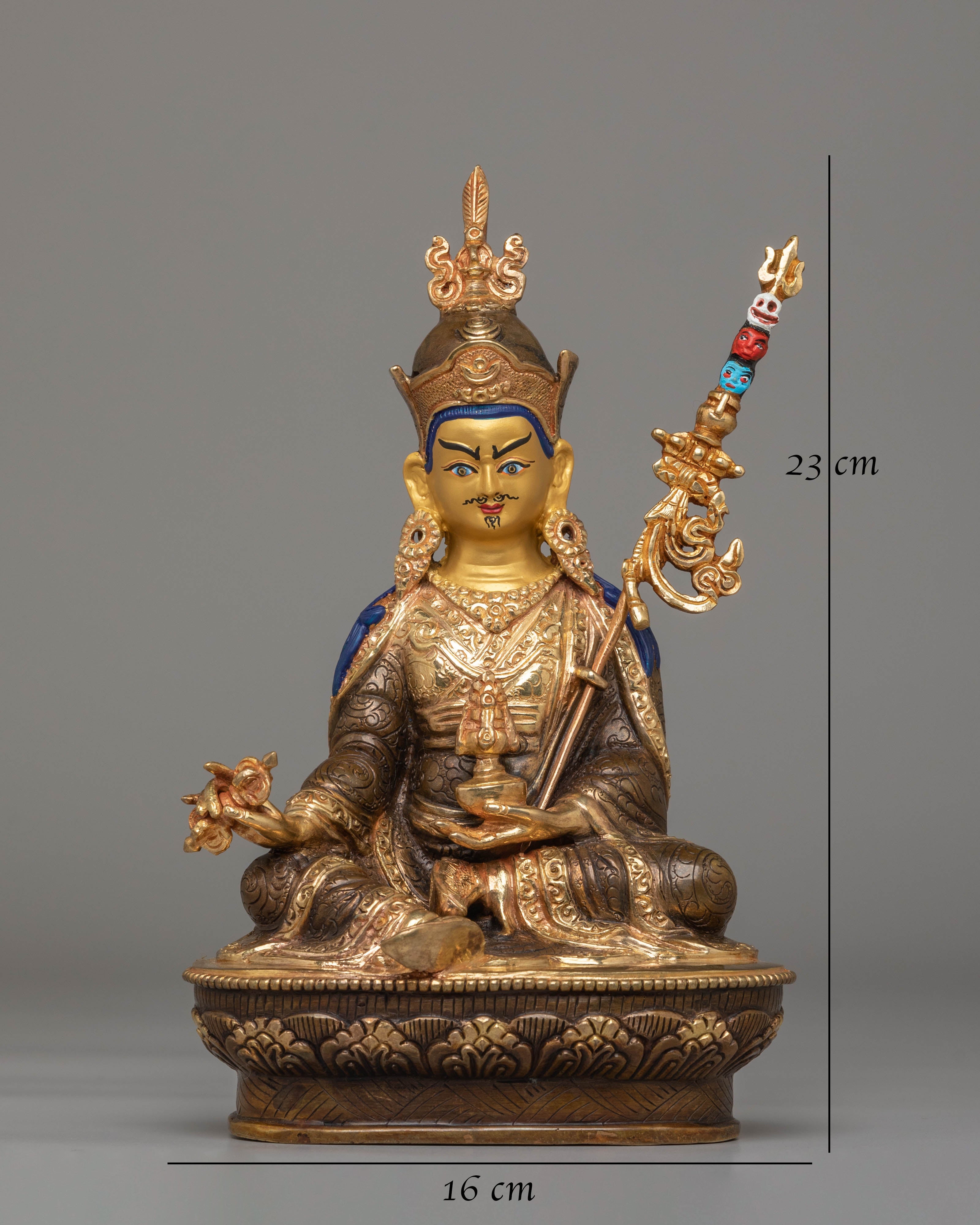 24k Gold Glided Statue of Guru Rinpoche | Divine Representation of Wisdom