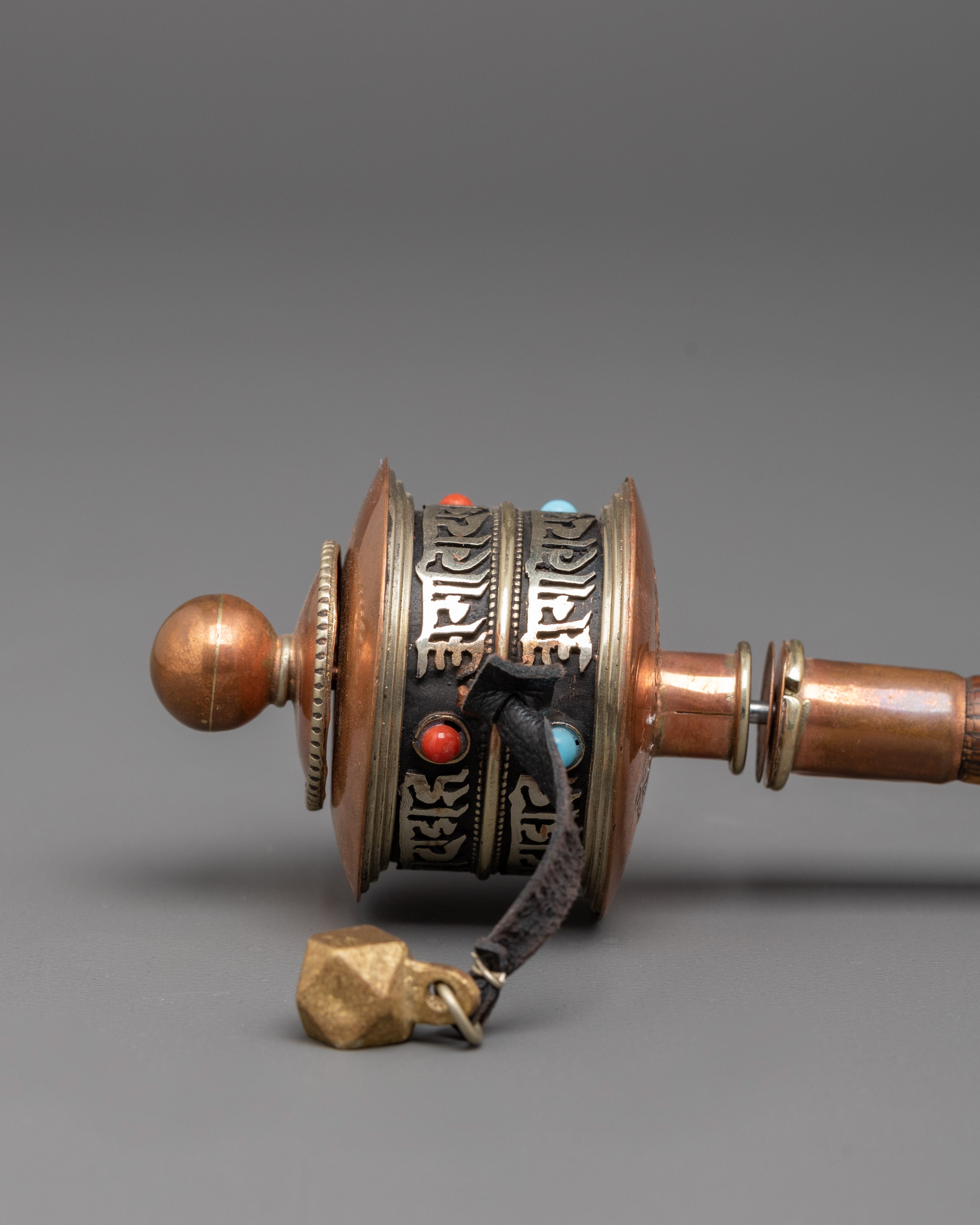 Sacred Prayer Wheel for Meditation | Tibetan Mantra Wheel with Turquoise and Coral
