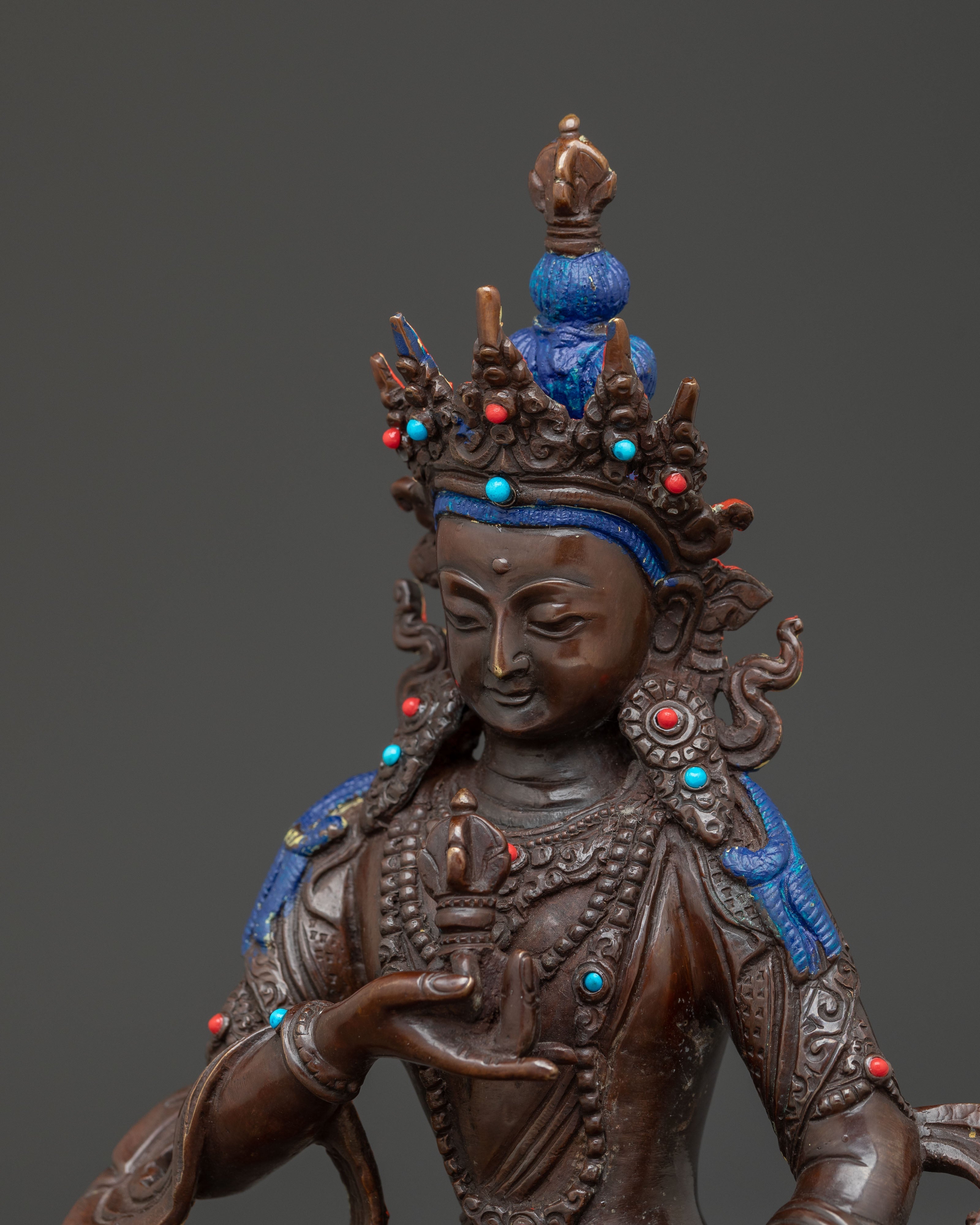 Handmade Oxidized Copper Statue of Vajrasattva | Tantric Purification Deity