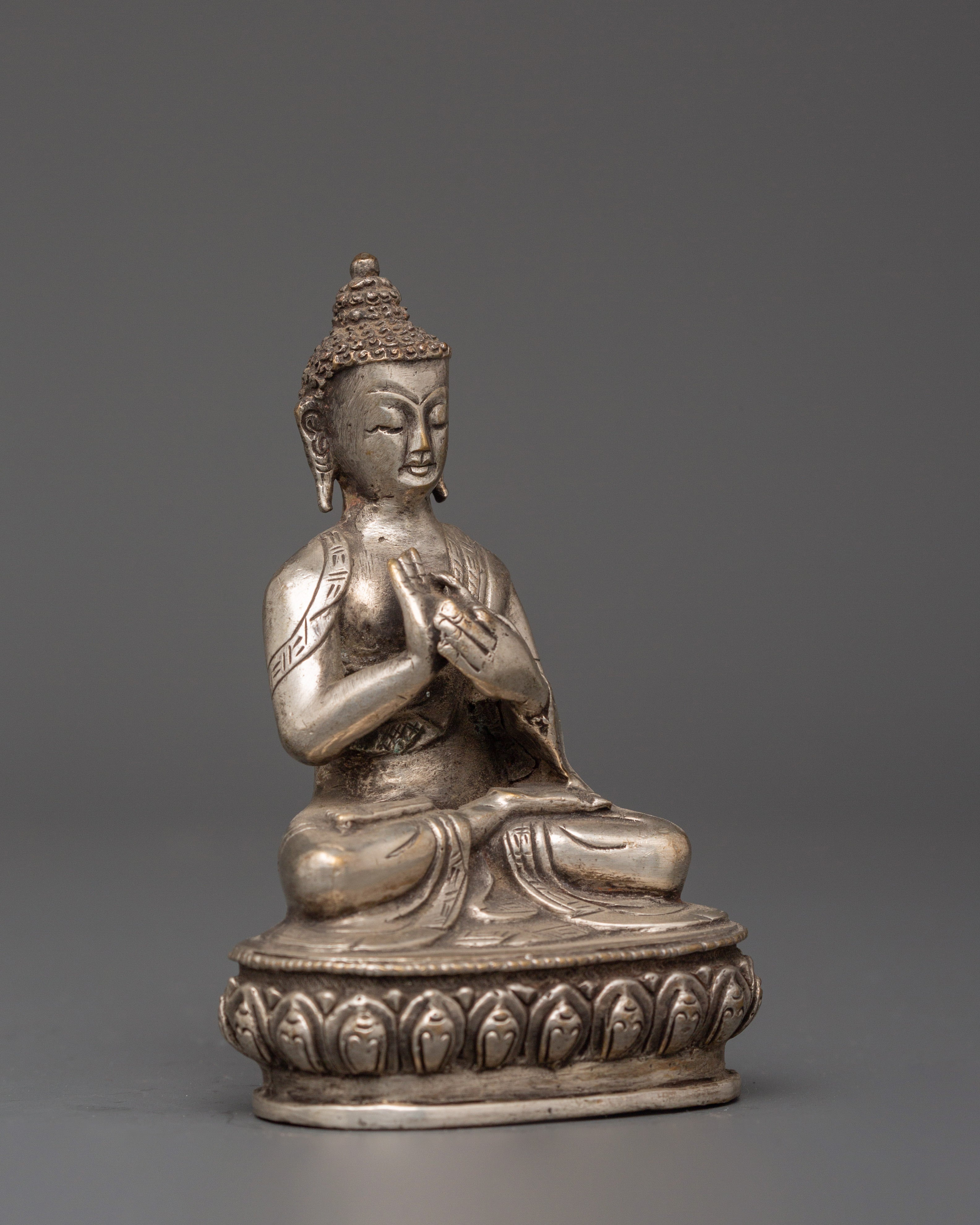 Handcrafted Tibetan Dharma Chakra Mudra Vairocana Buddha | Cosmic Buddha of Wisdom