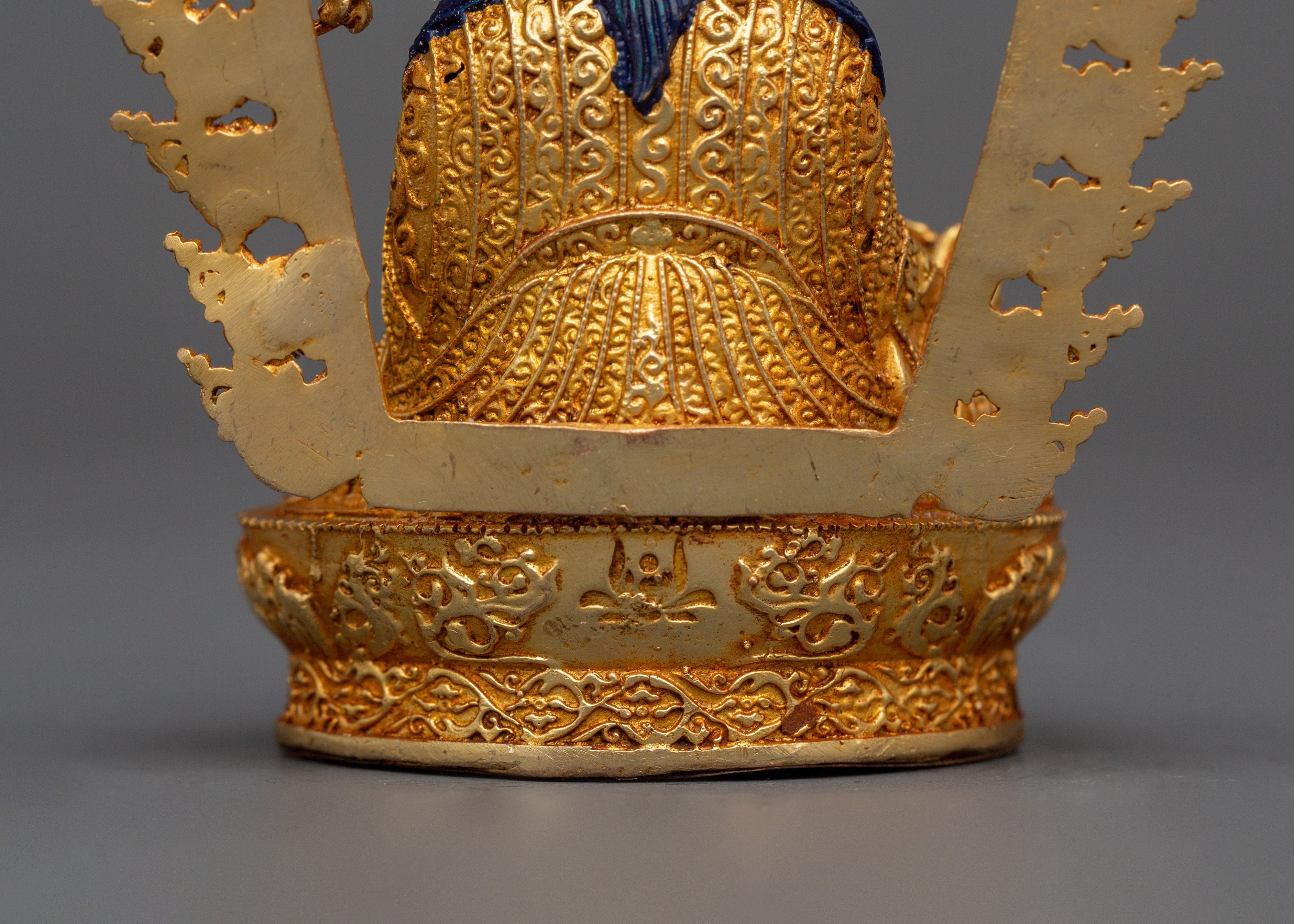 Gold Plated Guru Rinpoche Statue | Tibetan Buddhist Altar Figurine