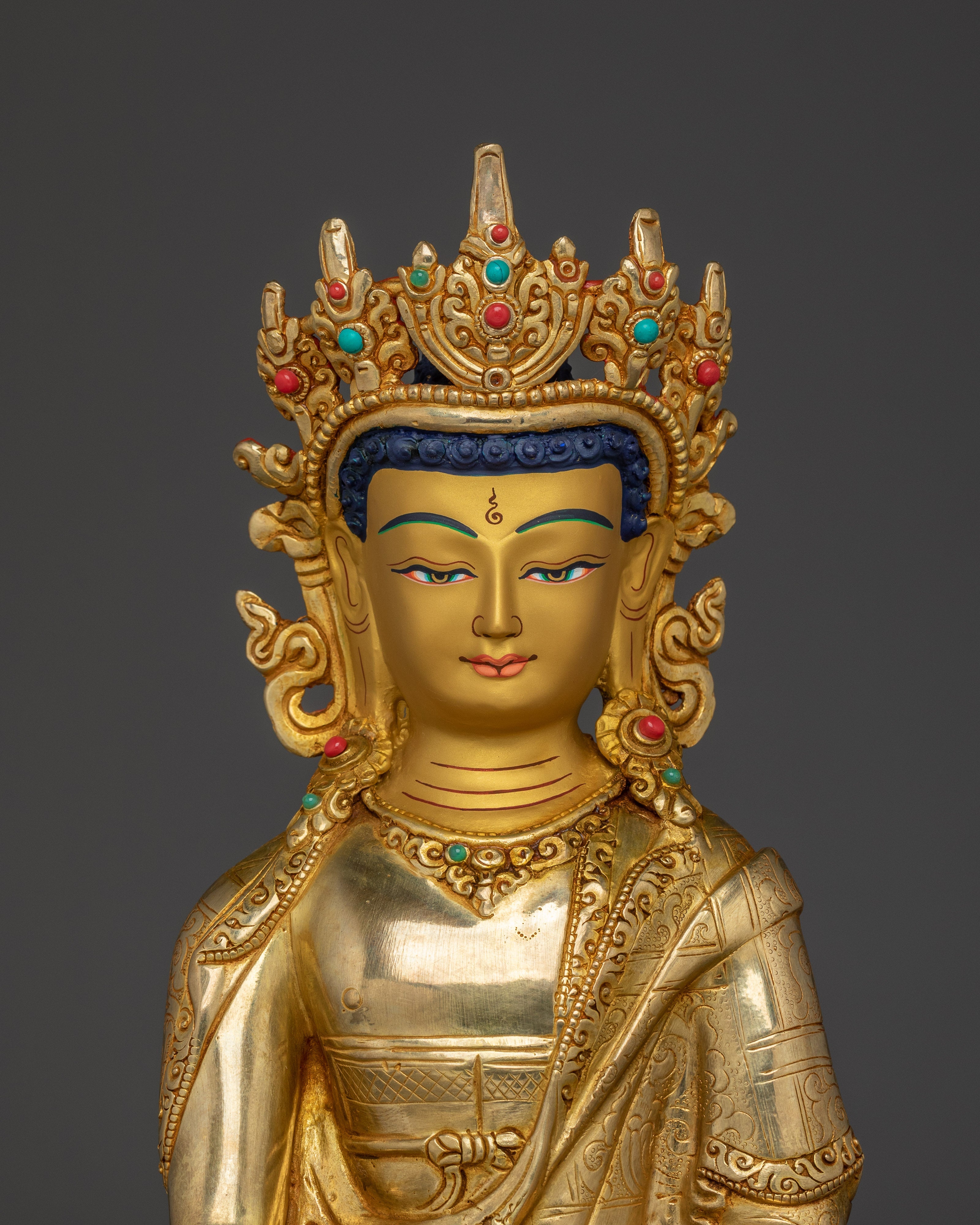 Awakened Royal Crown Shakyamuni Buddha Statue | Himalayan Golden Art