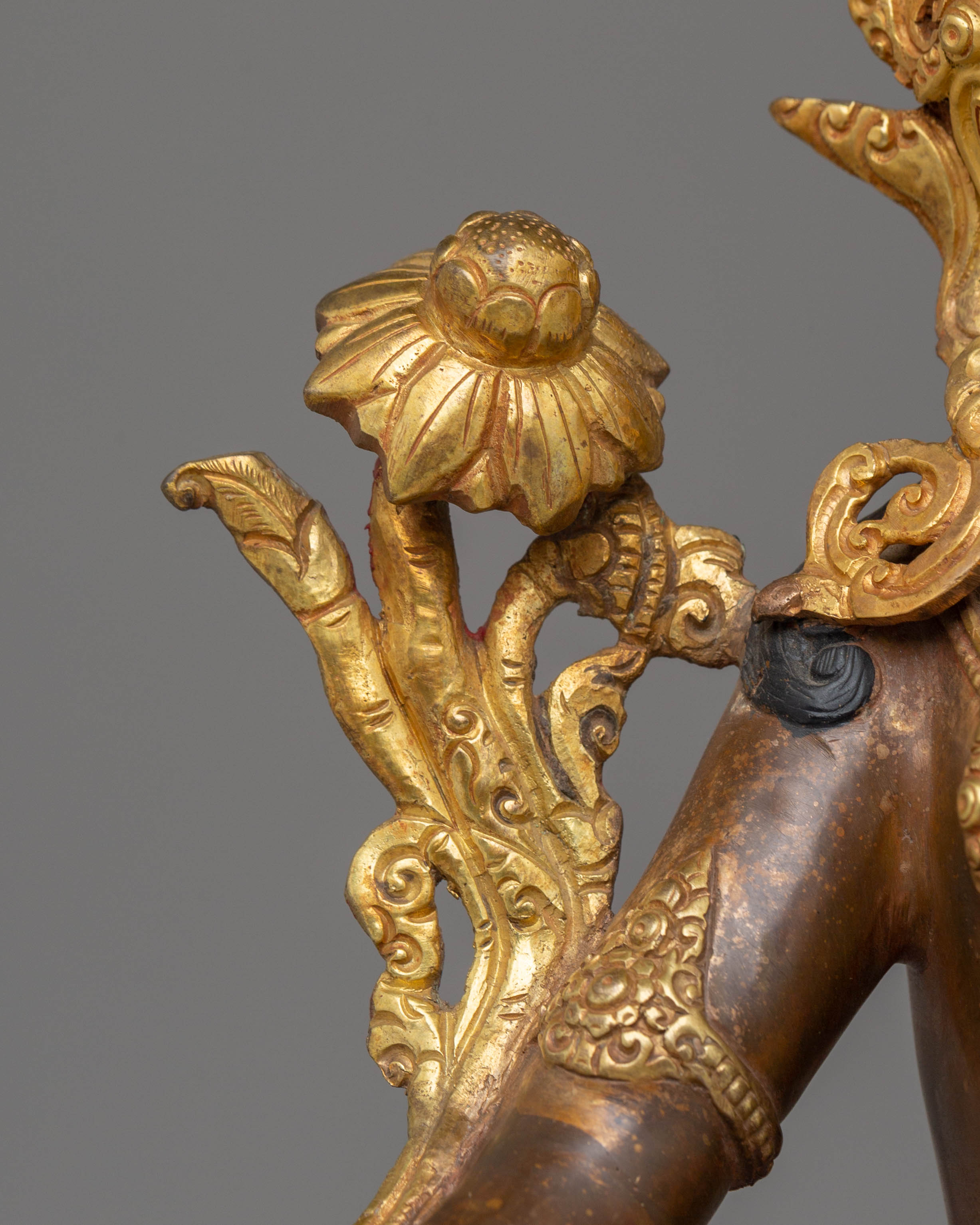 24K Gold Glided Statue of Green Tara | Enlightened Tara