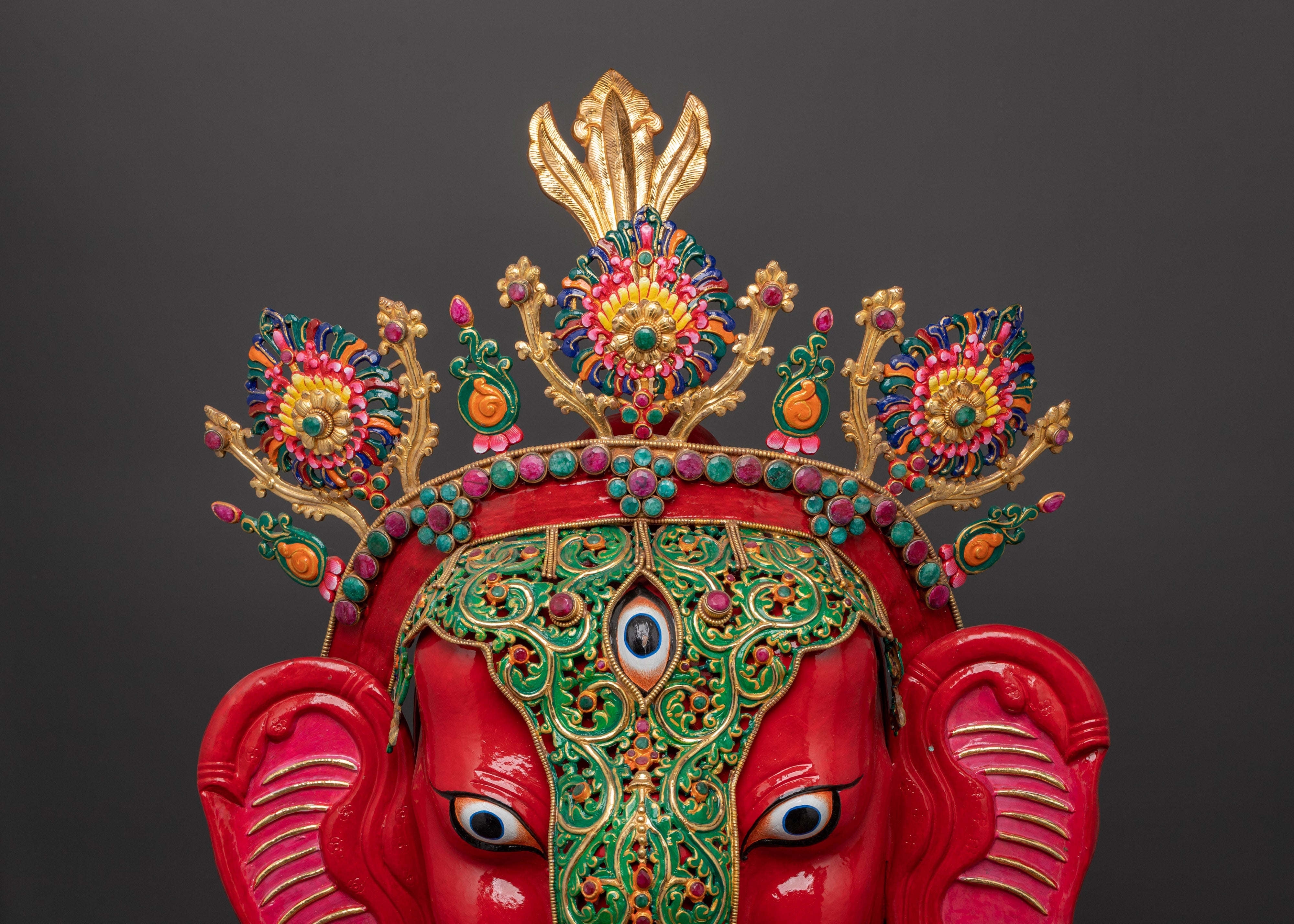 Elephant Head Gold Gilded Wall Hanging | Handcrafted Art