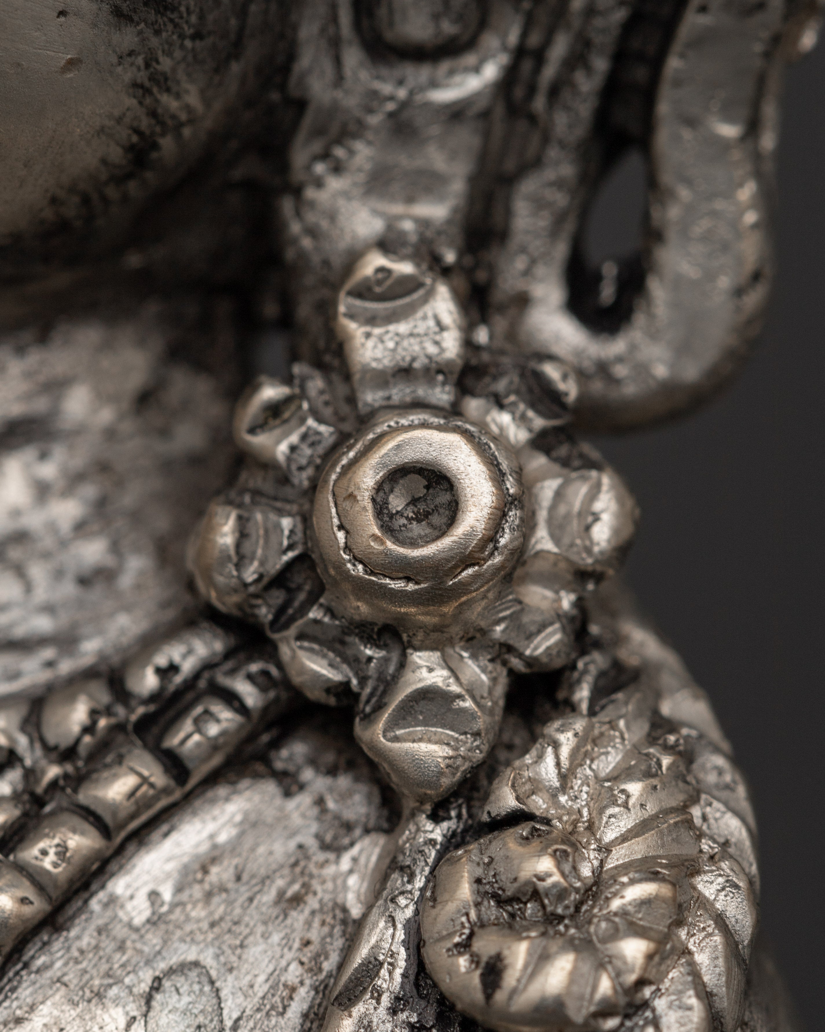 Amitayus Copper Body Silver Plated Statue | Buddhist Meditation Decor