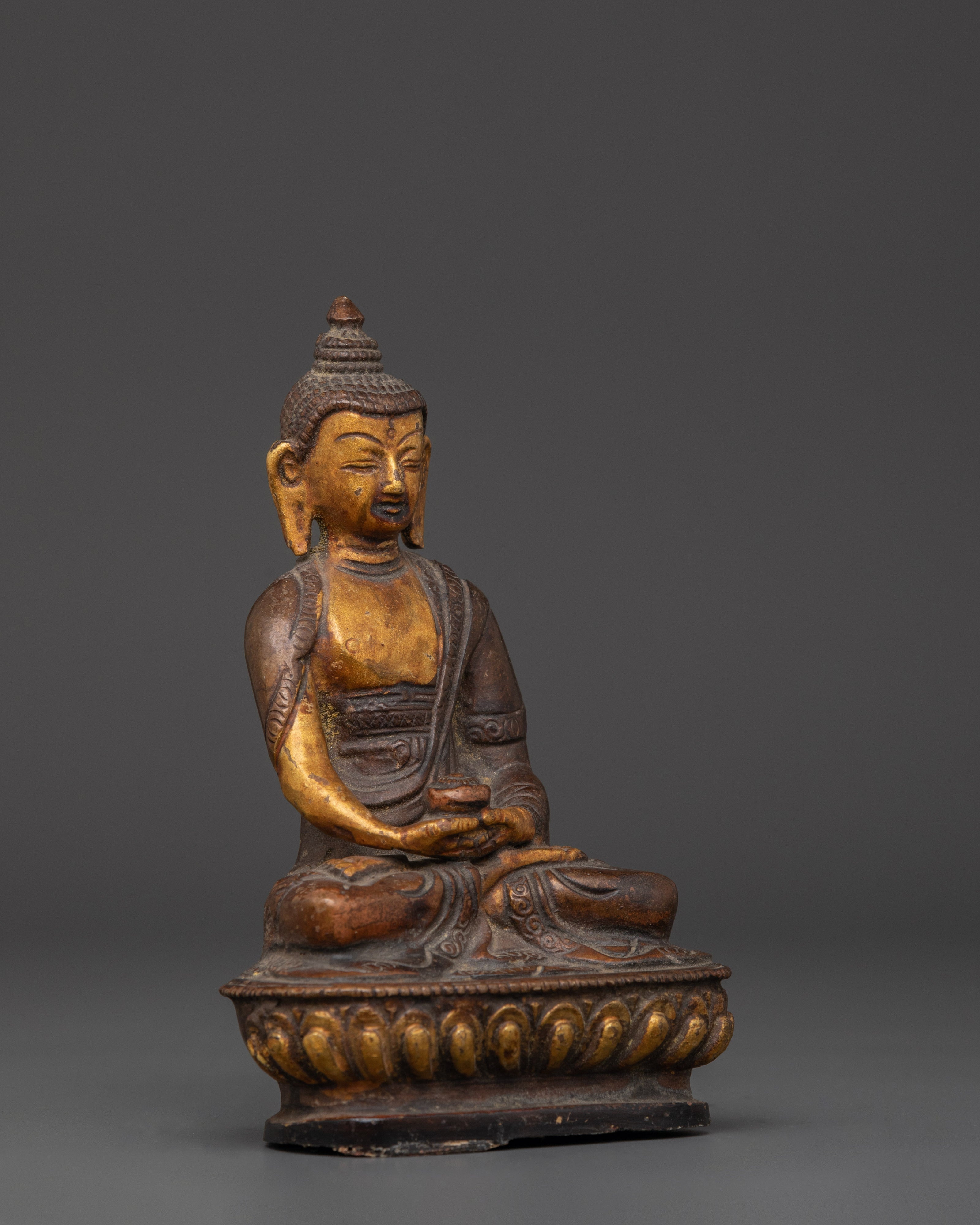 Amitabha Pure Land Buddha Statue | Oxidized Copper Buddhist Statue