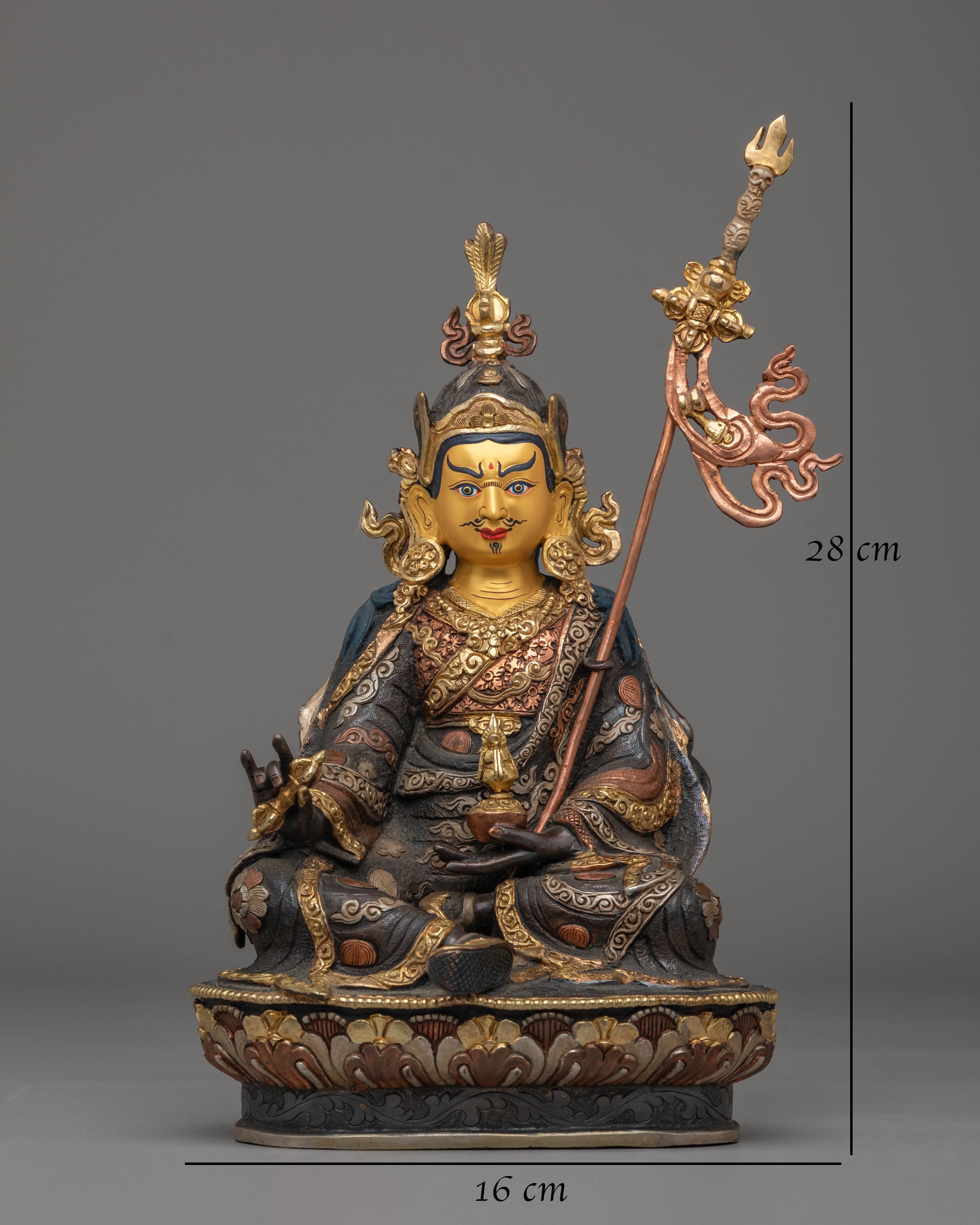 Guru Rinpoche Copper Handmade Sculpture | Tibetan Guru Rinpoche Statue